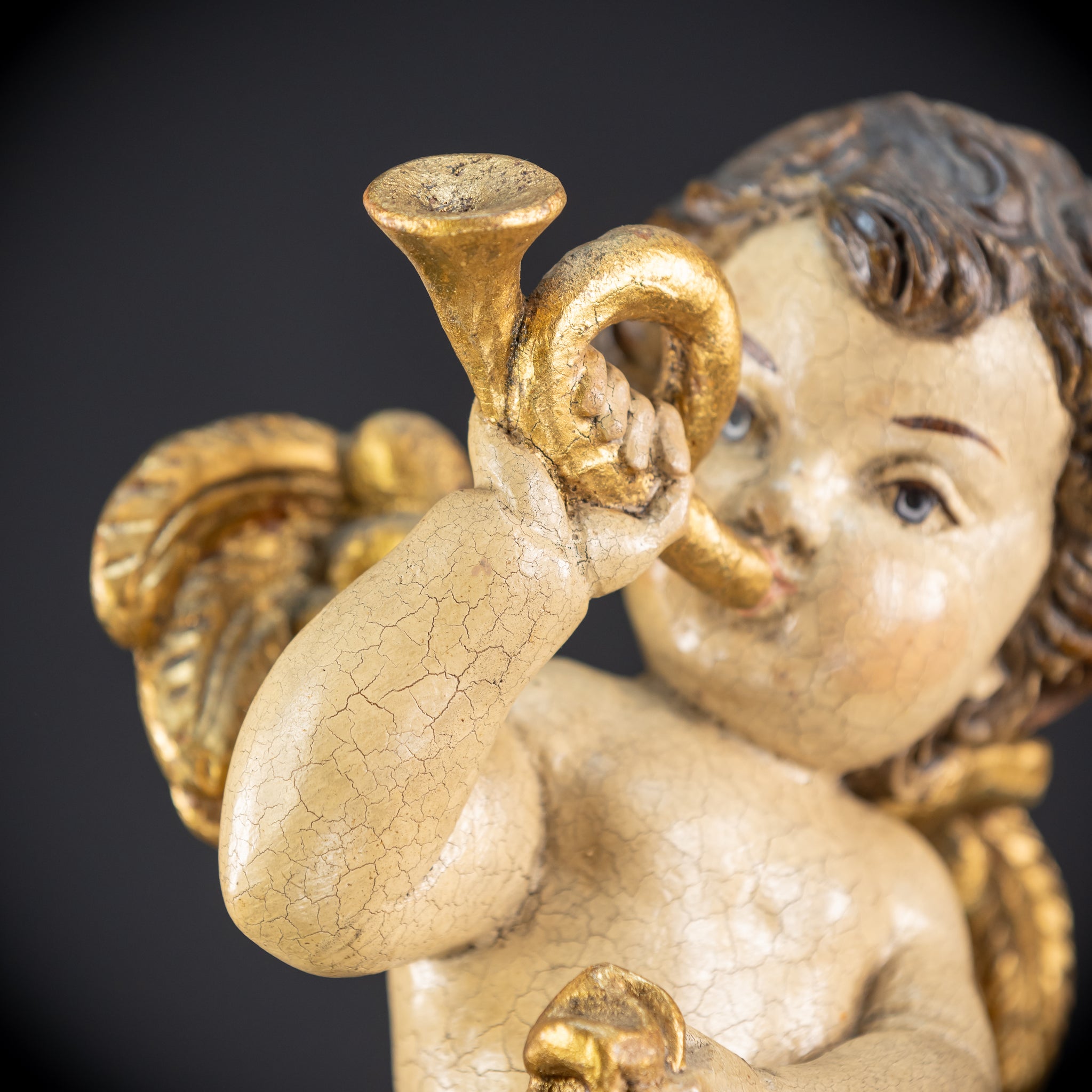Wood Carving Angel Statue | Vintage 15.2" / 38.5 cm