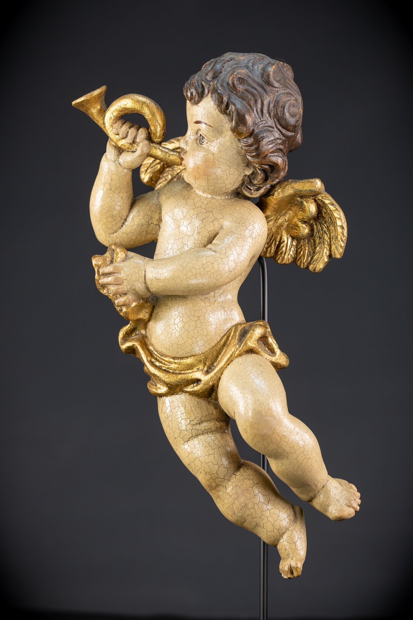 Wood Carving Angel Statue | Vintage 15.2" / 38.5 cm