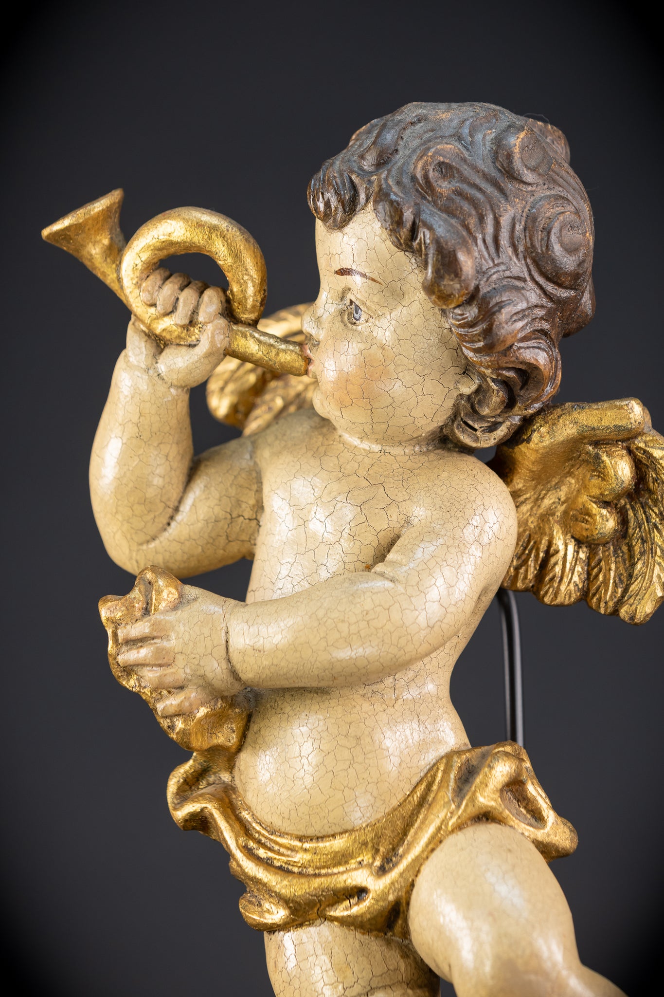 Wood Carving Angel Statue | Vintage 15.2" / 38.5 cm