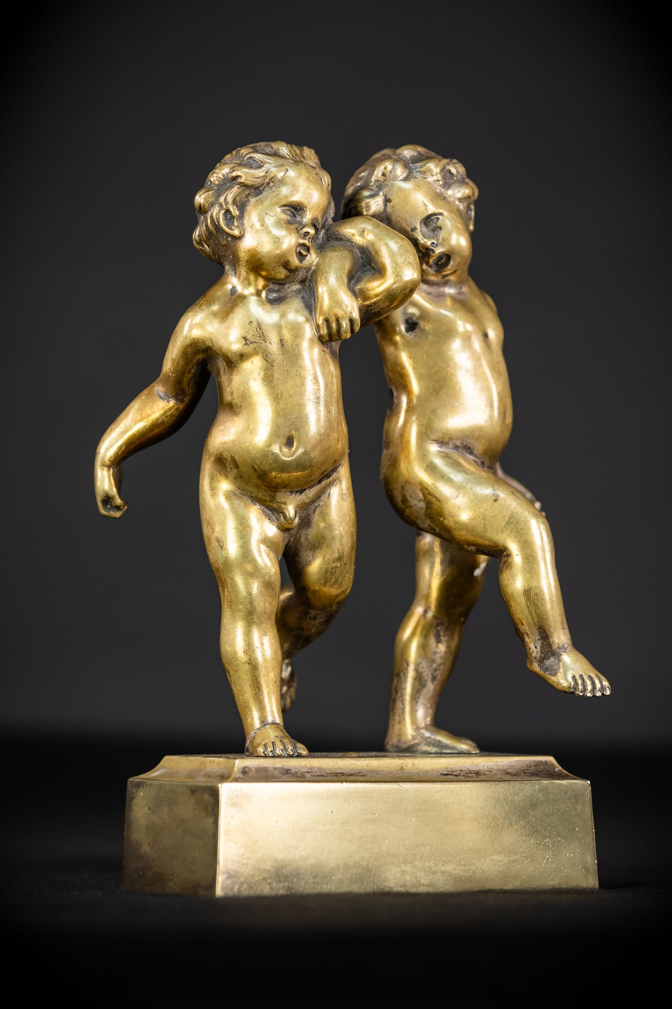 Pair of Cupid Bronze Statue | 1700s Antique | 9.1" / 23 cm