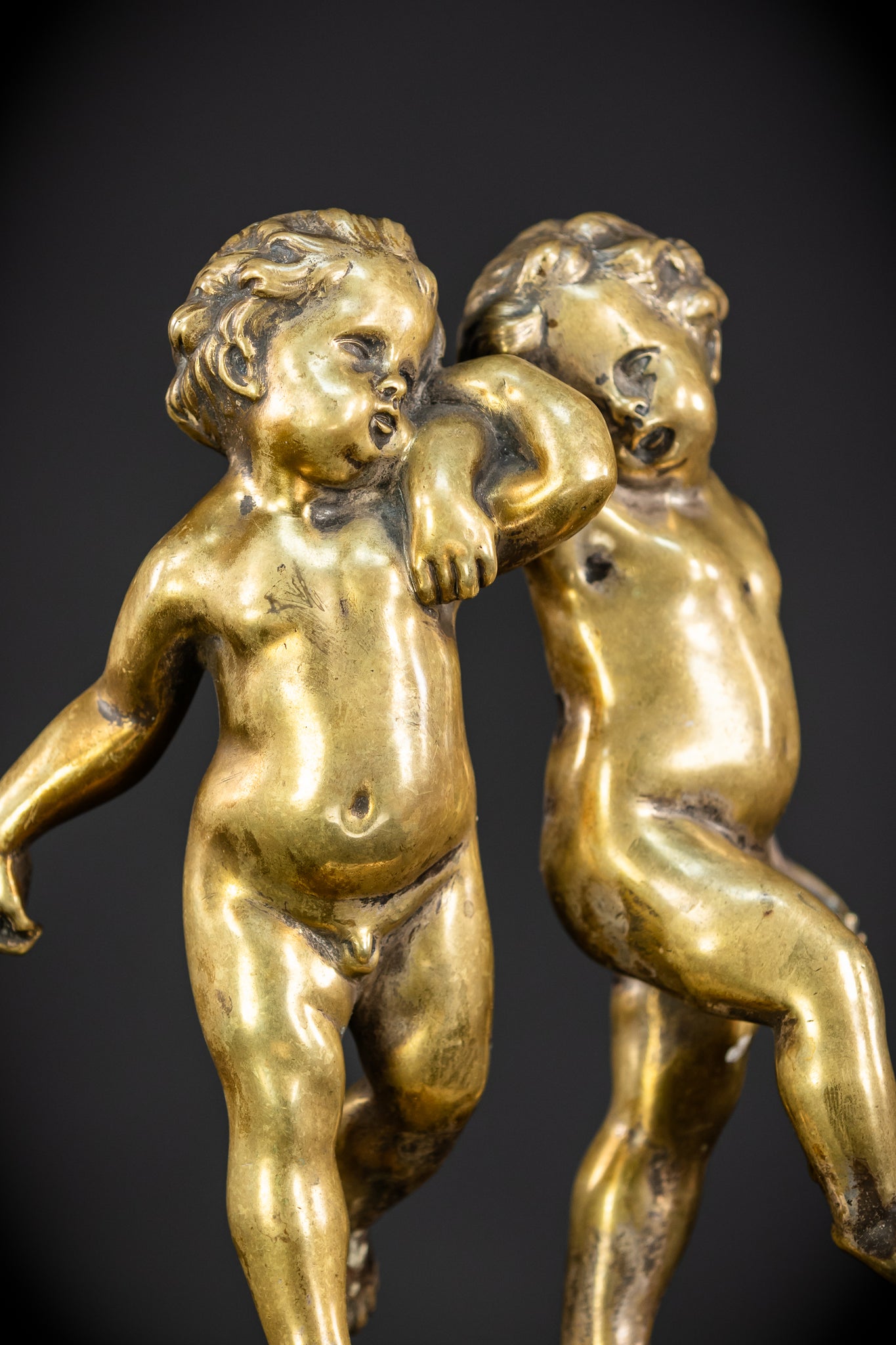Pair of Cupid Bronze Statue | 1700s Antique | 9.1" / 23 cm