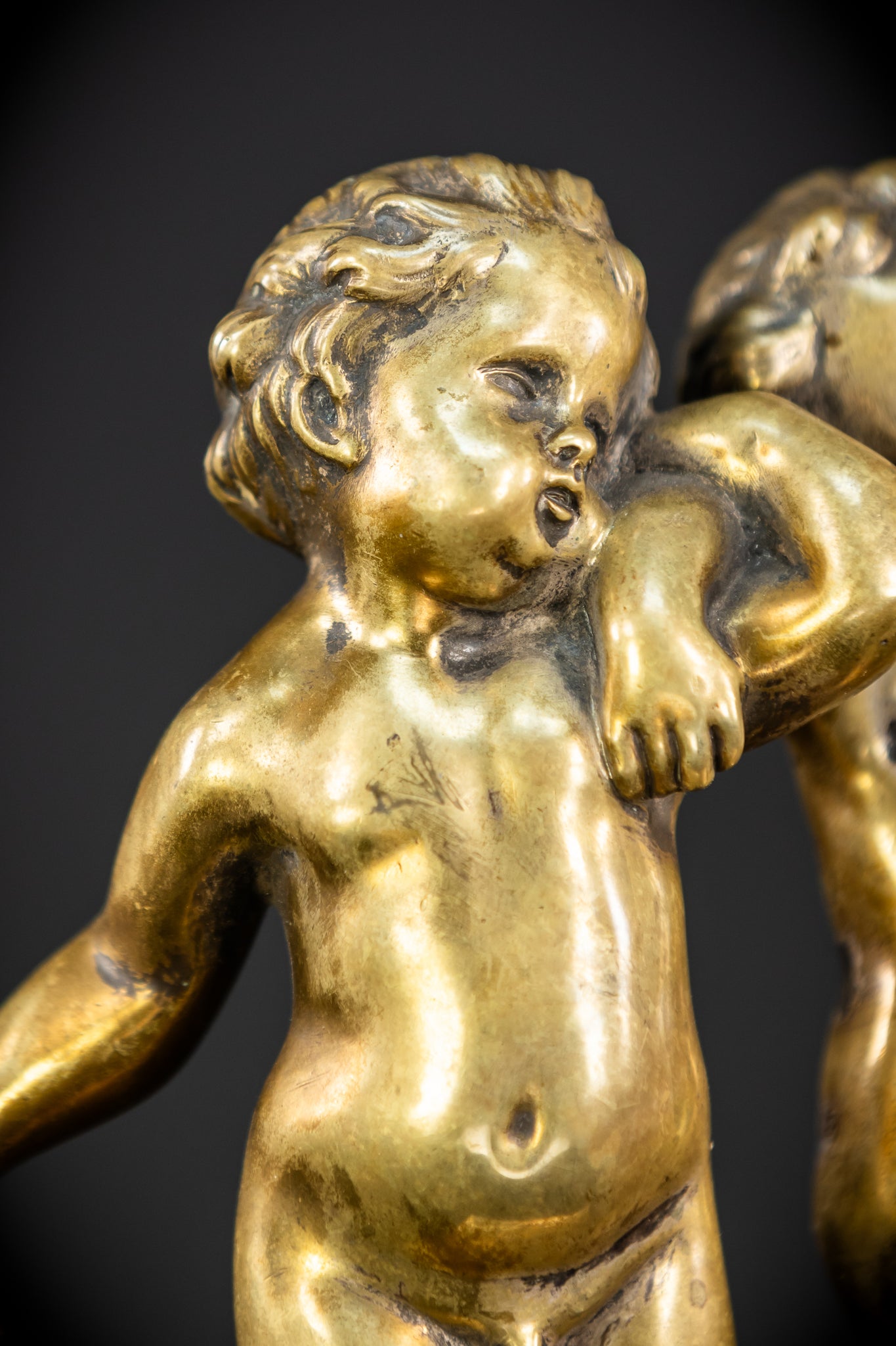 Pair of Cupid Bronze Statue | 1700s Antique | 9.1" / 23 cm