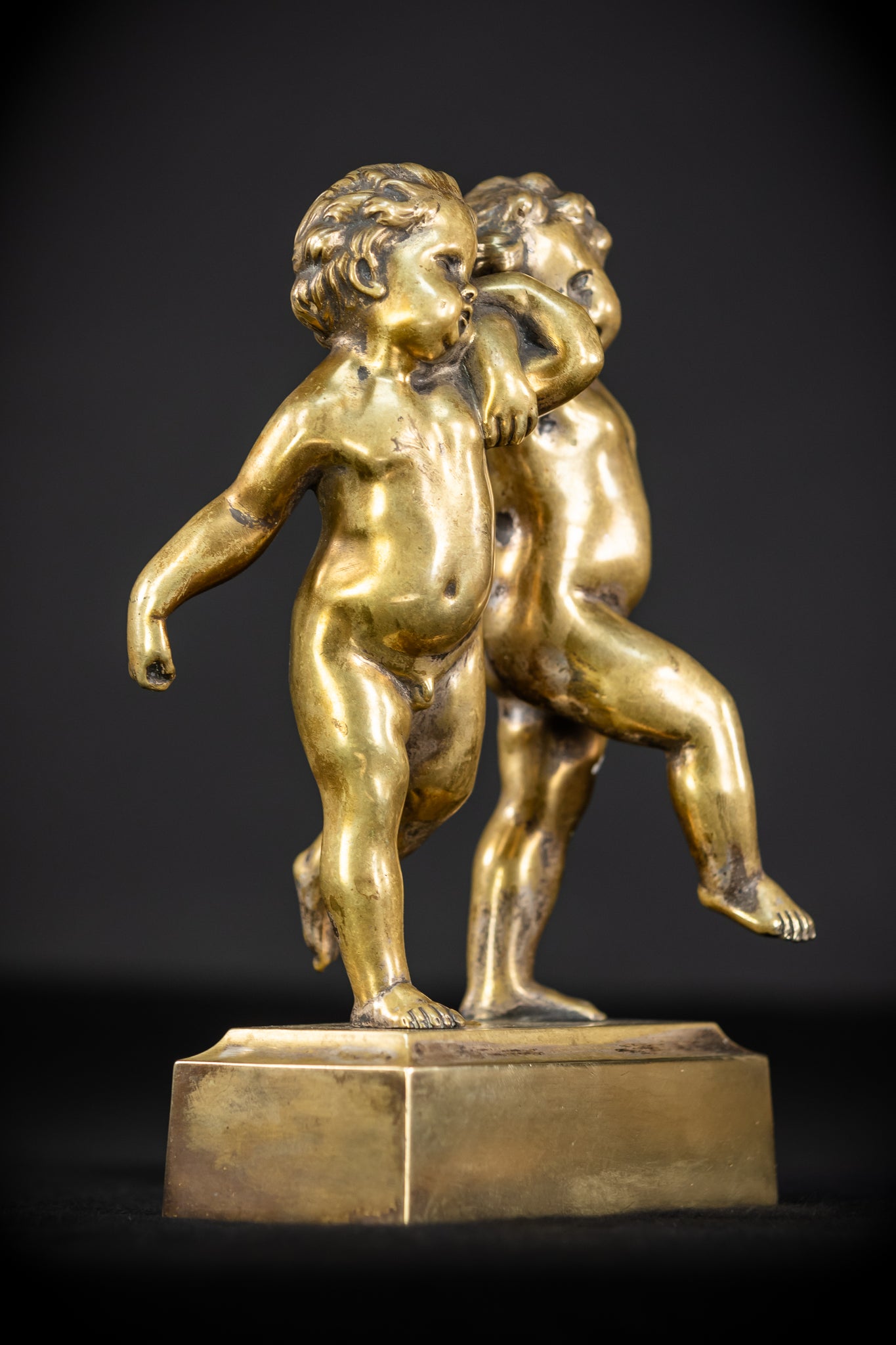 Pair of Cupid Bronze Statue | 1700s Antique | 9.1" / 23 cm