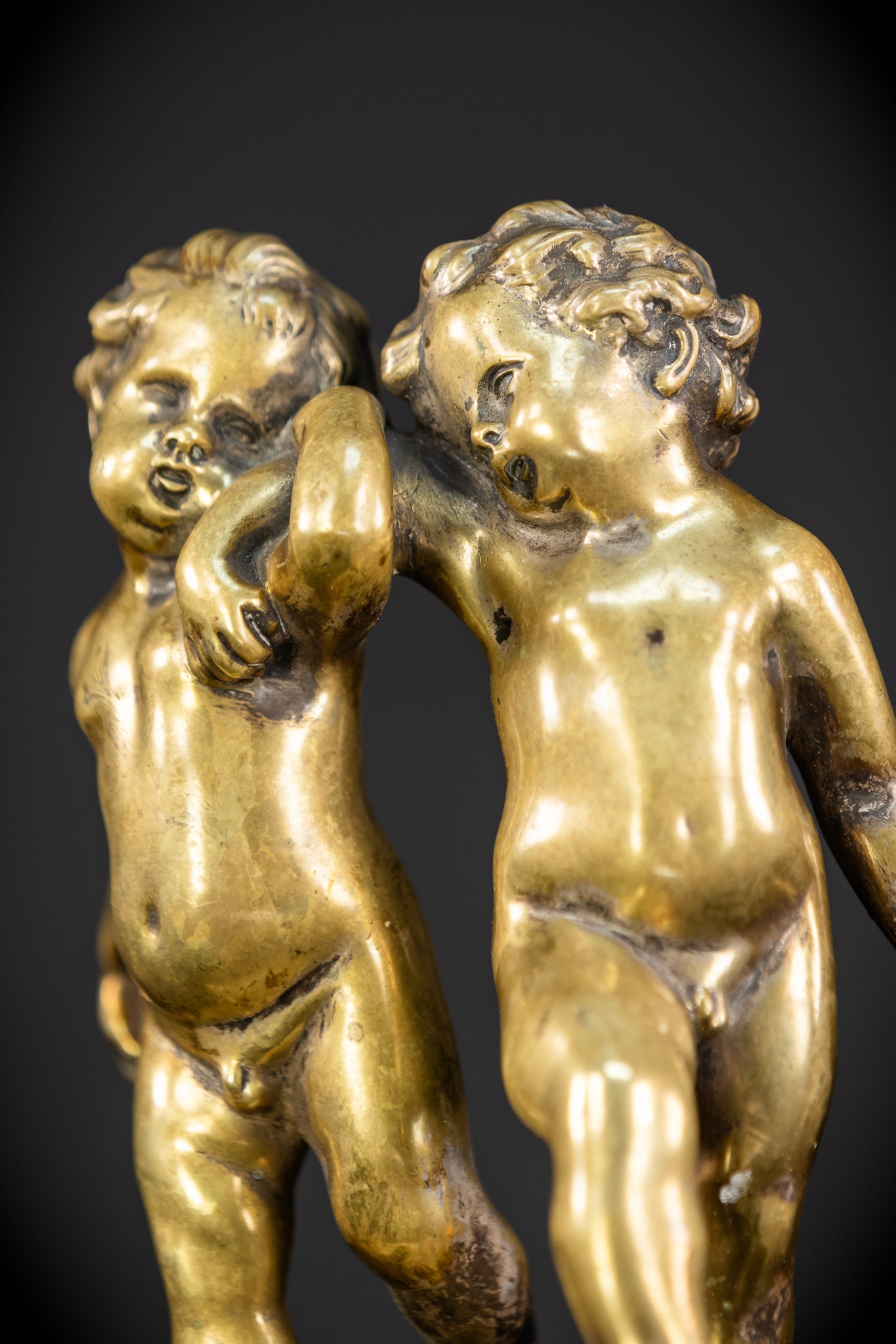 Pair of Cupid Bronze Statue | 1700s Antique | 9.1" / 23 cm
