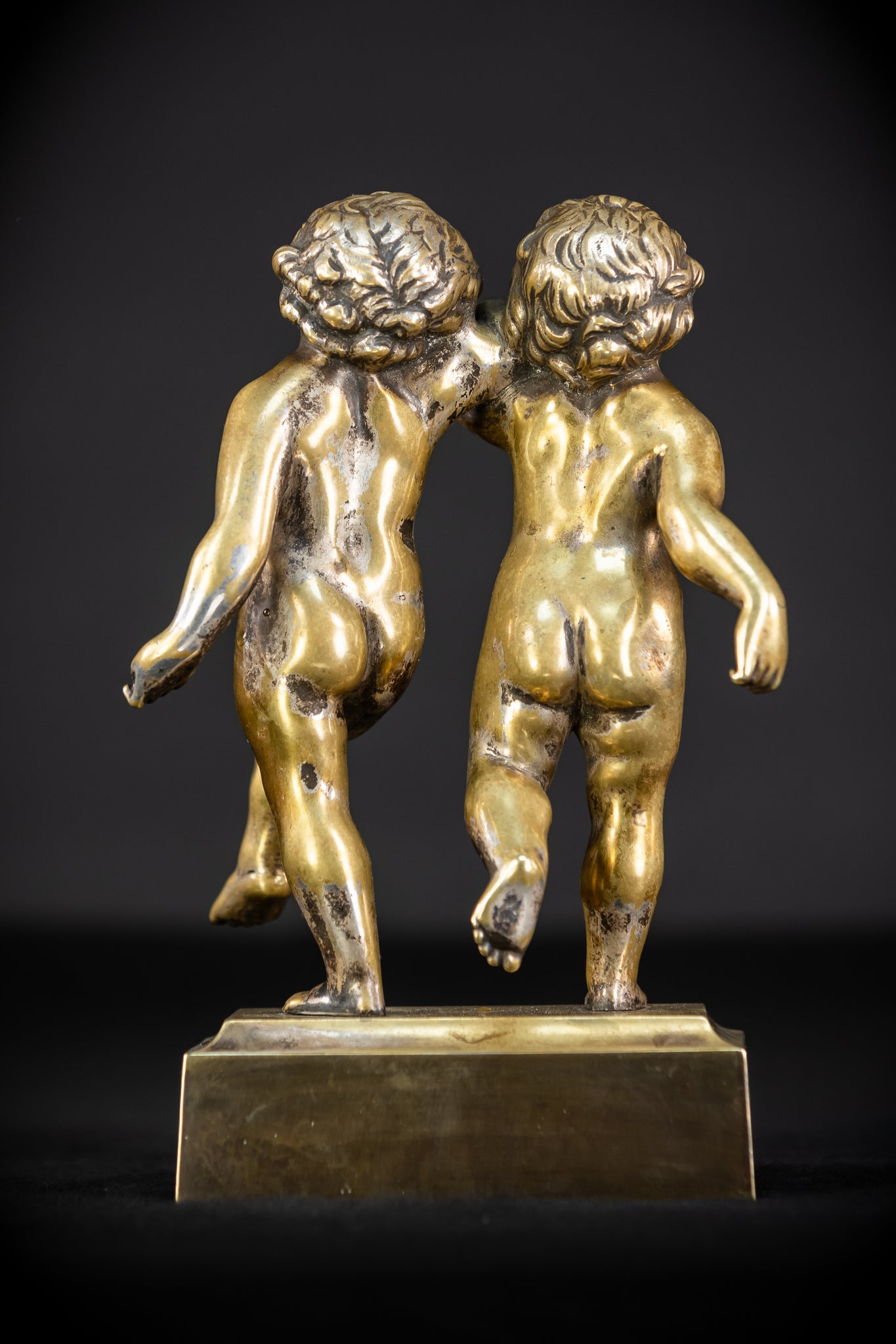 Pair of Cupid Bronze Statue | 1700s Antique | 9.1" / 23 cm