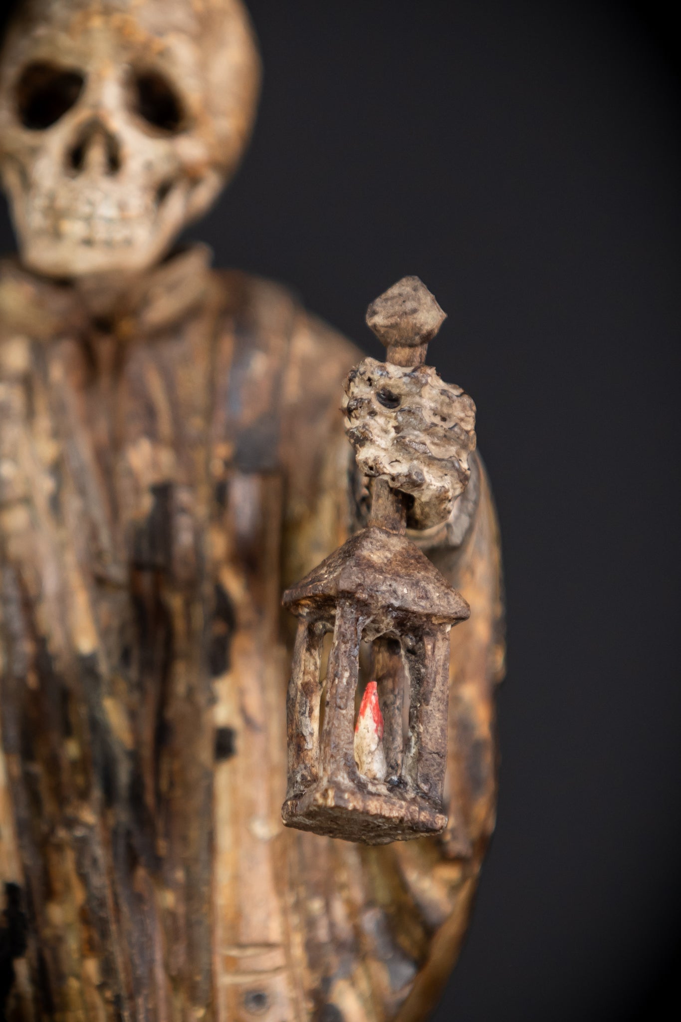 Memento Mori Wood Carving | 1700s Antique | 9.3" / 23.5 cm