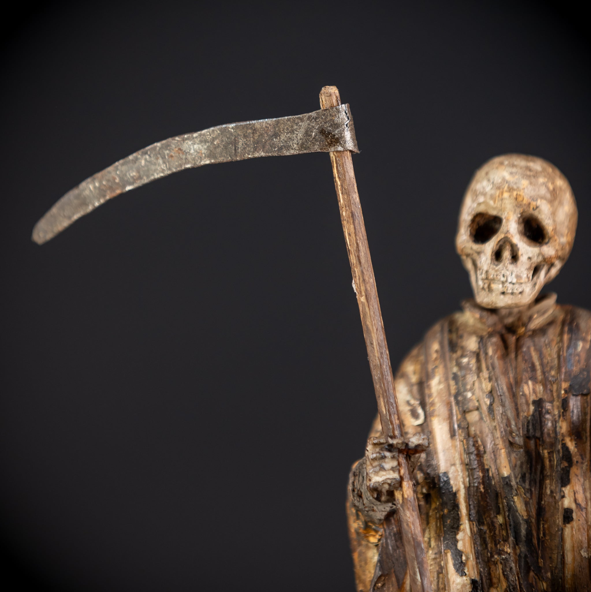 Memento Mori Wood Carving | 1700s Antique | 9.3" / 23.5 cm