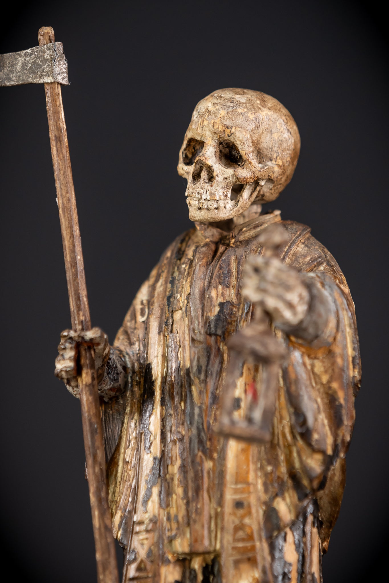 Memento Mori Wood Carving | 1700s Antique | 9.3" / 23.5 cm