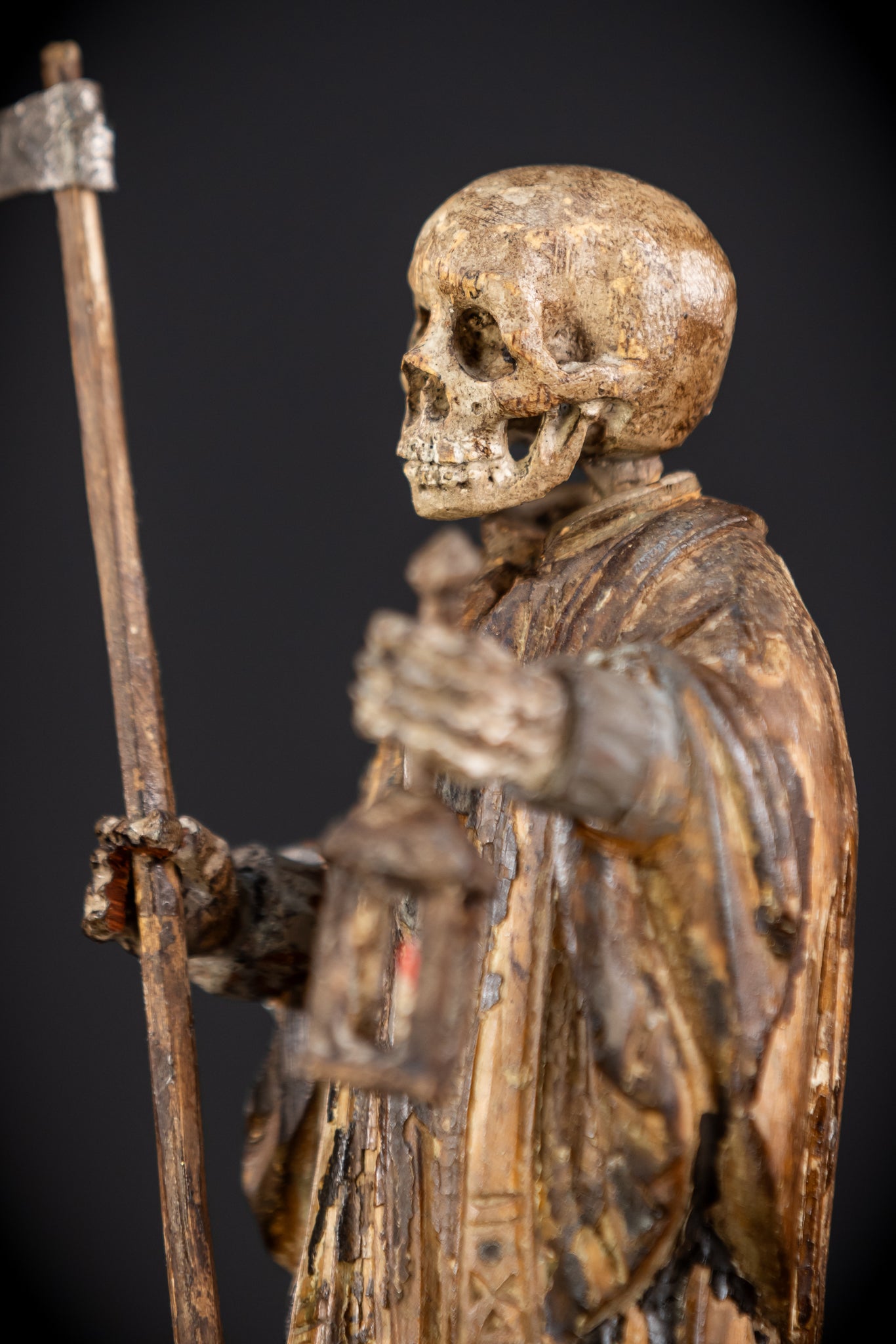 Memento Mori Wood Carving | 1700s Antique | 9.3" / 23.5 cm