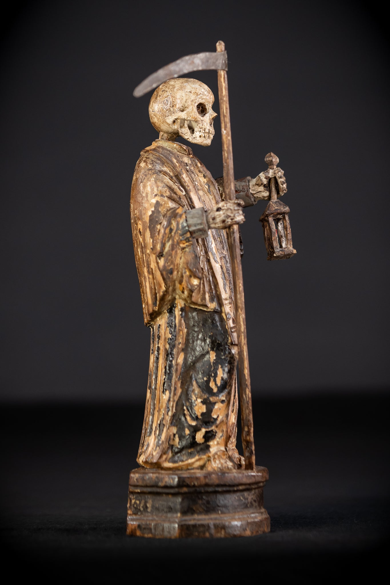 Memento Mori Wood Carving | 1700s Antique | 9.3" / 23.5 cm