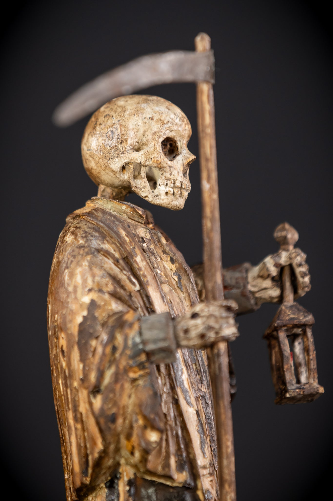Memento Mori Wood Carving | 1700s Antique | 9.3" / 23.5 cm