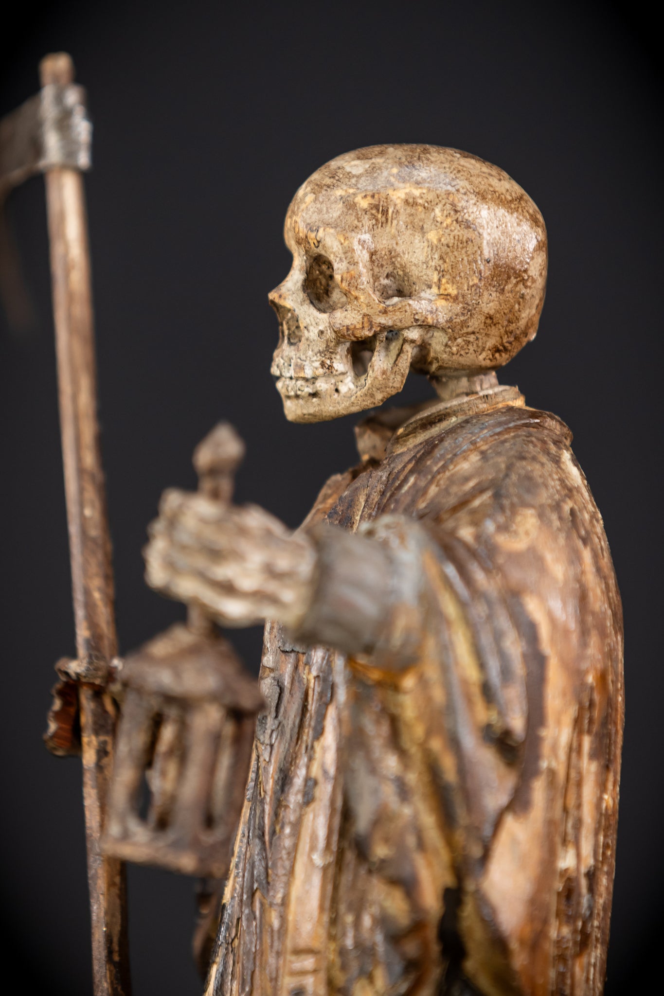 Memento Mori Wood Carving | 1700s Antique | 9.3" / 23.5 cm