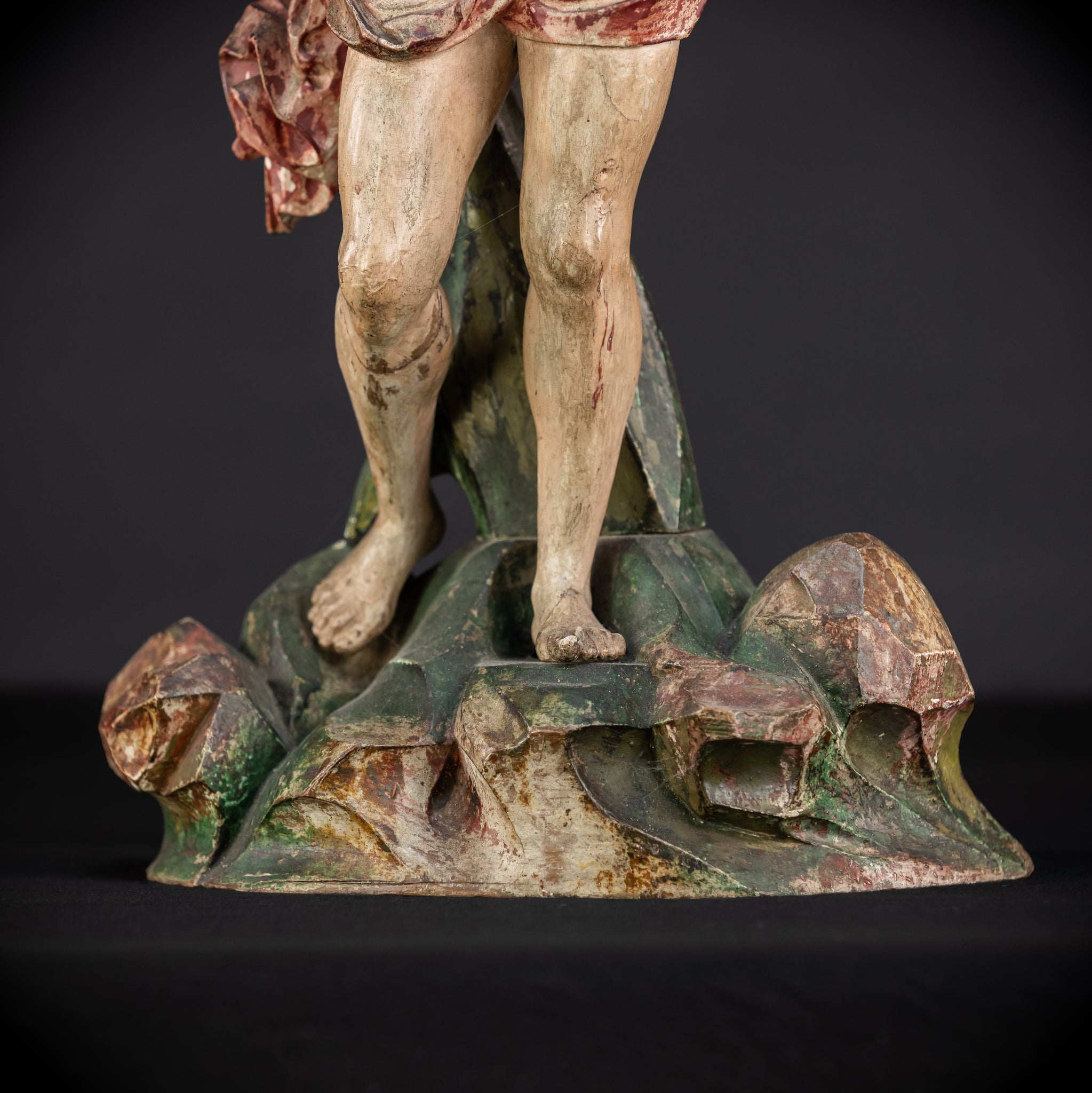 St Sebastian Wooden | 1600s Antique Glas Eyes | 23.6”