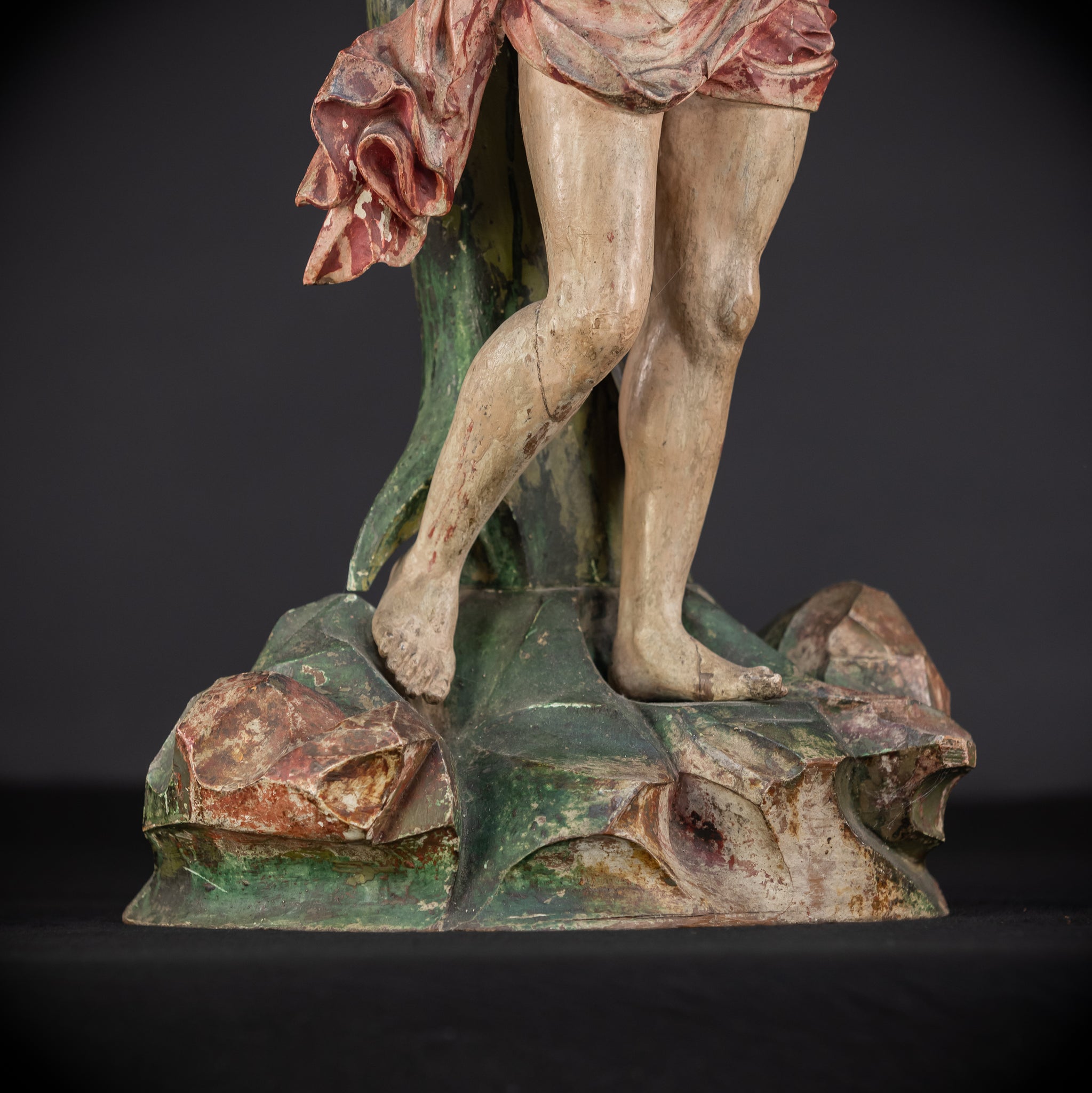 St Sebastian Wooden | 1600s Antique Glas Eyes | 23.6”