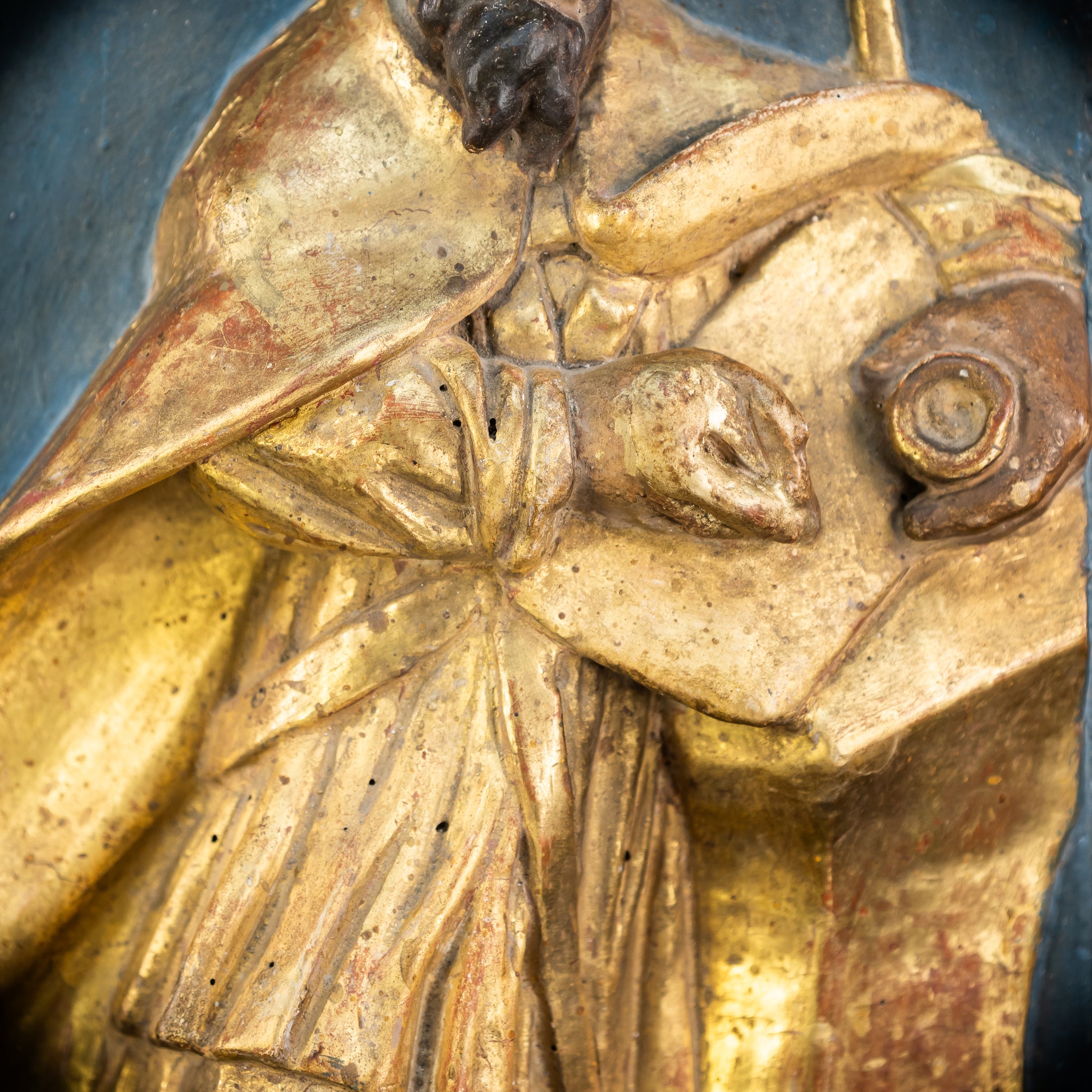 St Ambrose of Milan Wooden Relief Statue | 1700s