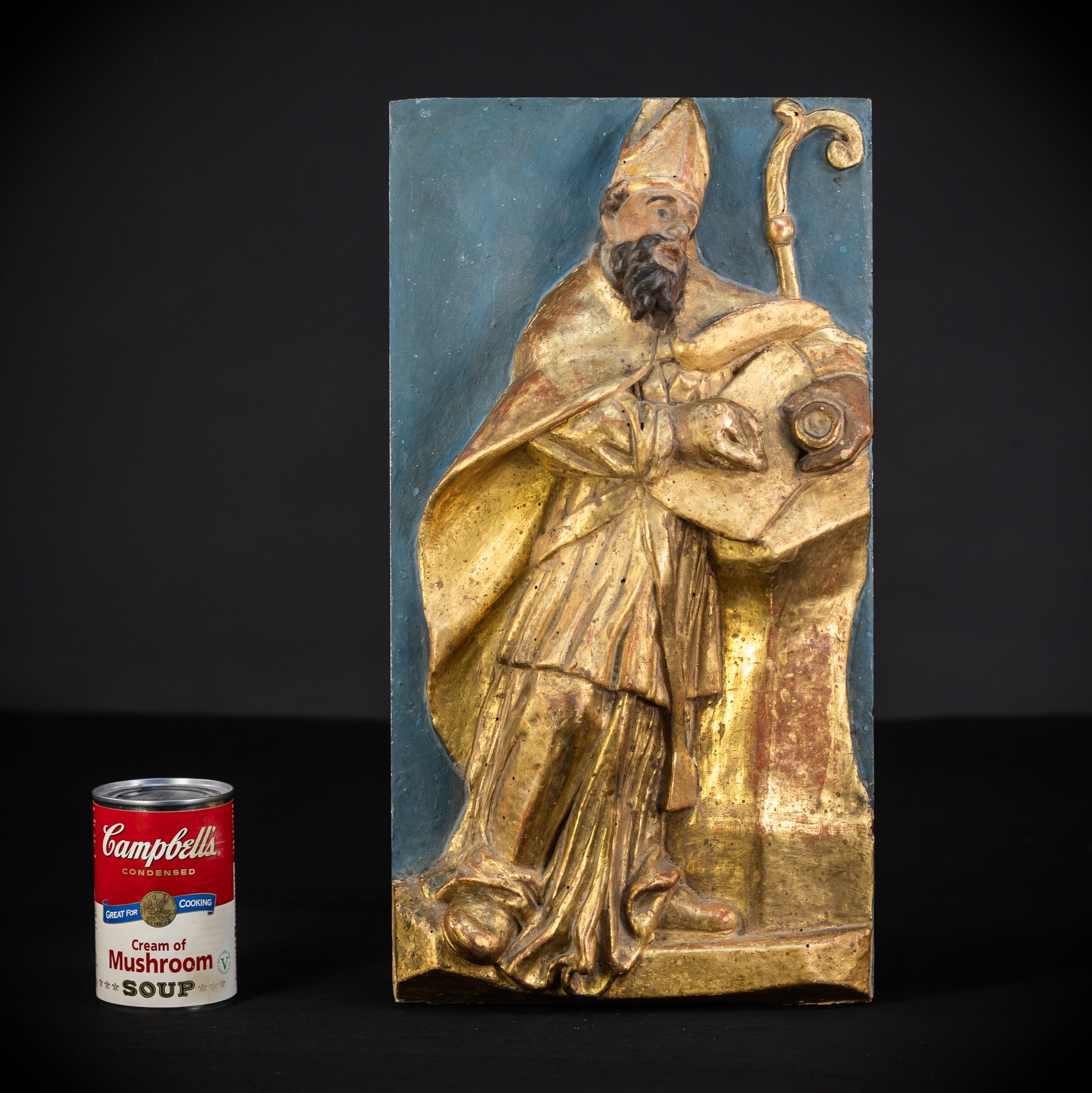 St Ambrose of Milan Wooden Relief Statue | 1700s