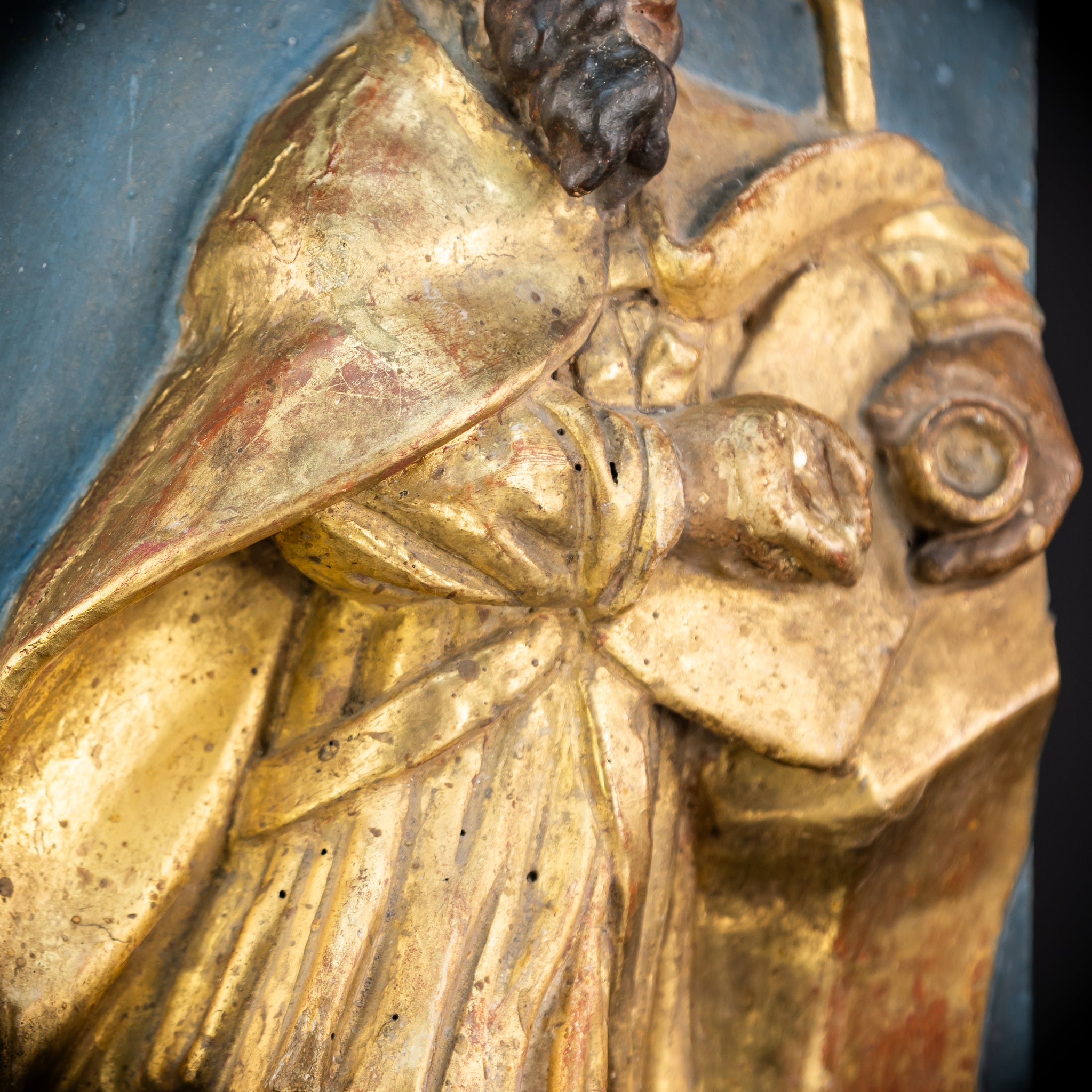 St Ambrose of Milan Wooden Relief Statue | 1700s