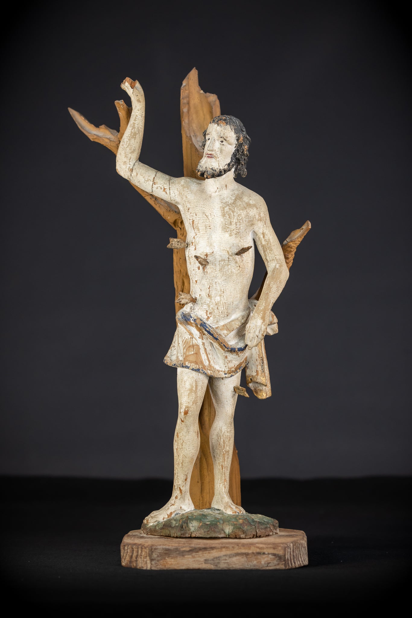 Saint Sebastian Wooden Sculpture | 1700s Antique | 17.9”