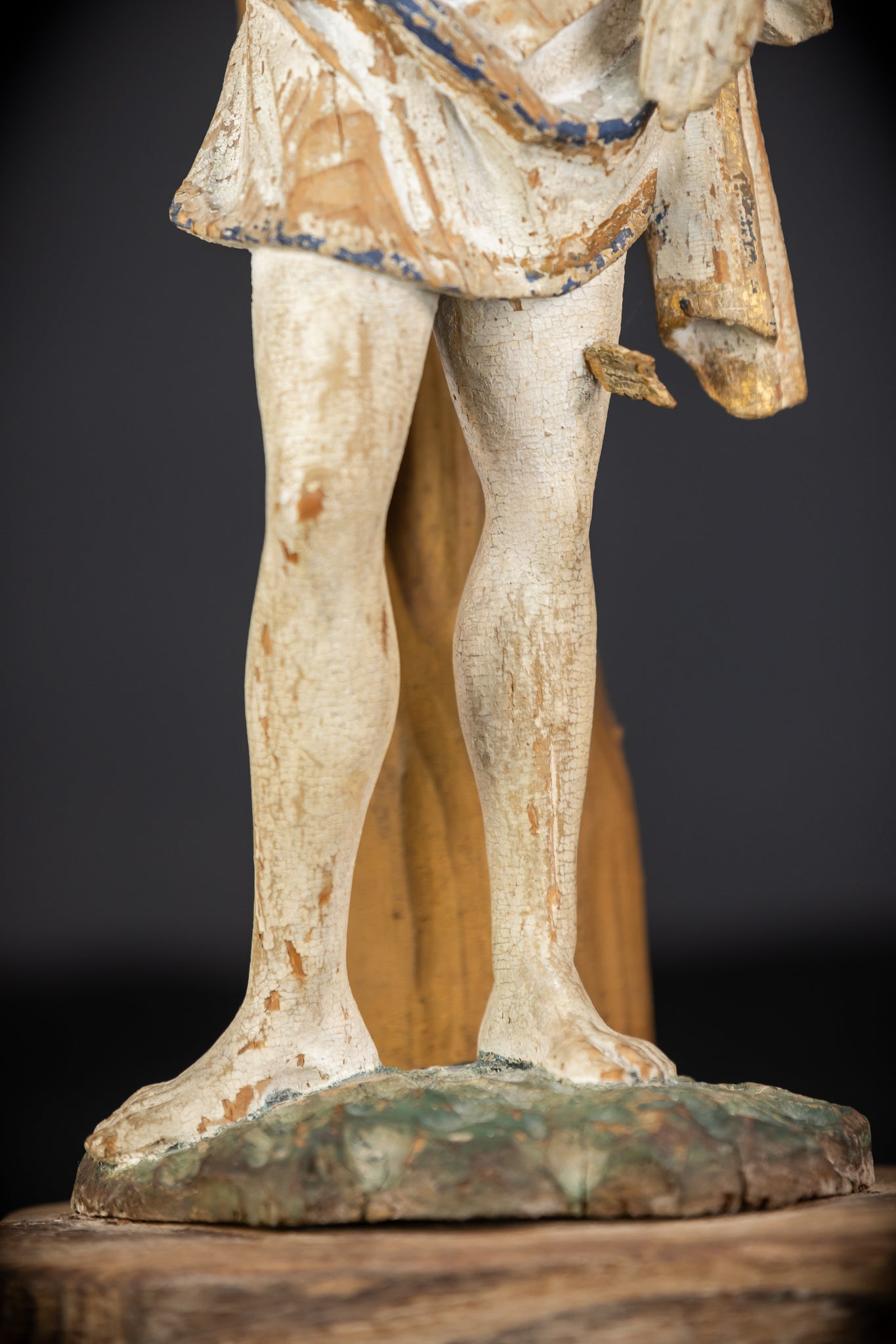 Saint Sebastian Wooden Sculpture | 1700s Antique | 17.9”
