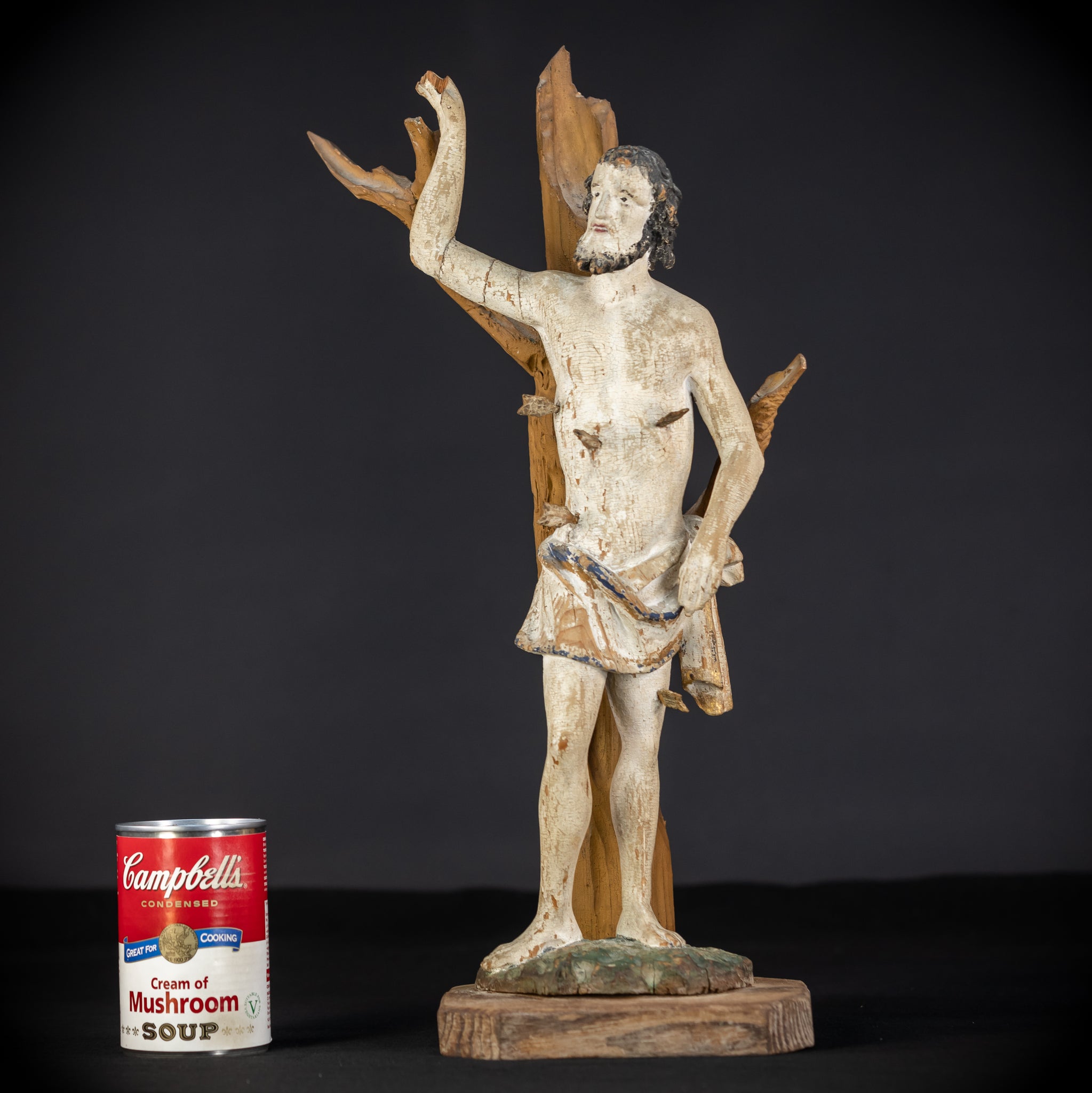 Saint Sebastian Wooden Sculpture | 1700s Antique | 17.9”