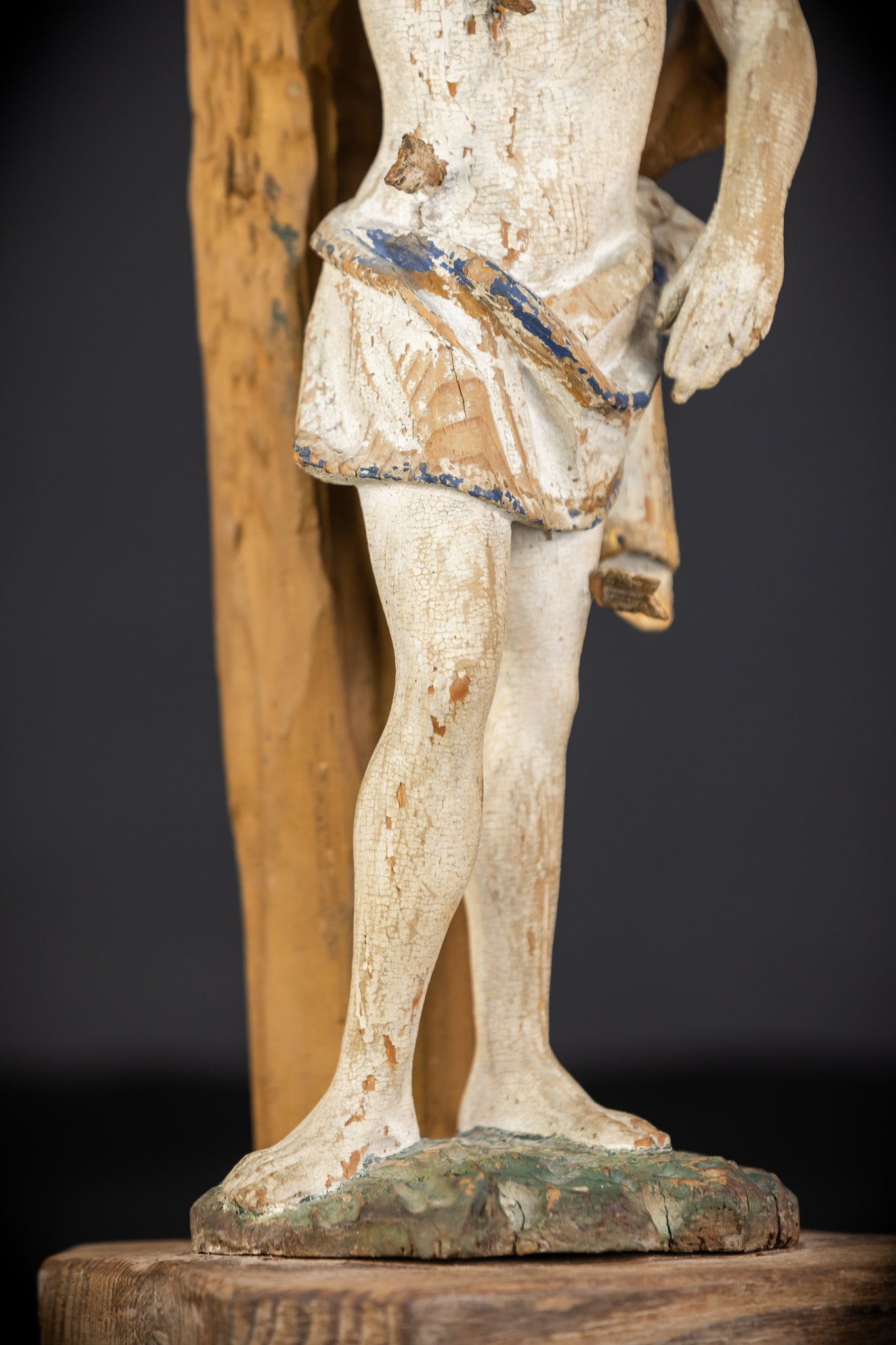 Saint Sebastian Wooden Sculpture | 1700s Antique | 17.9”