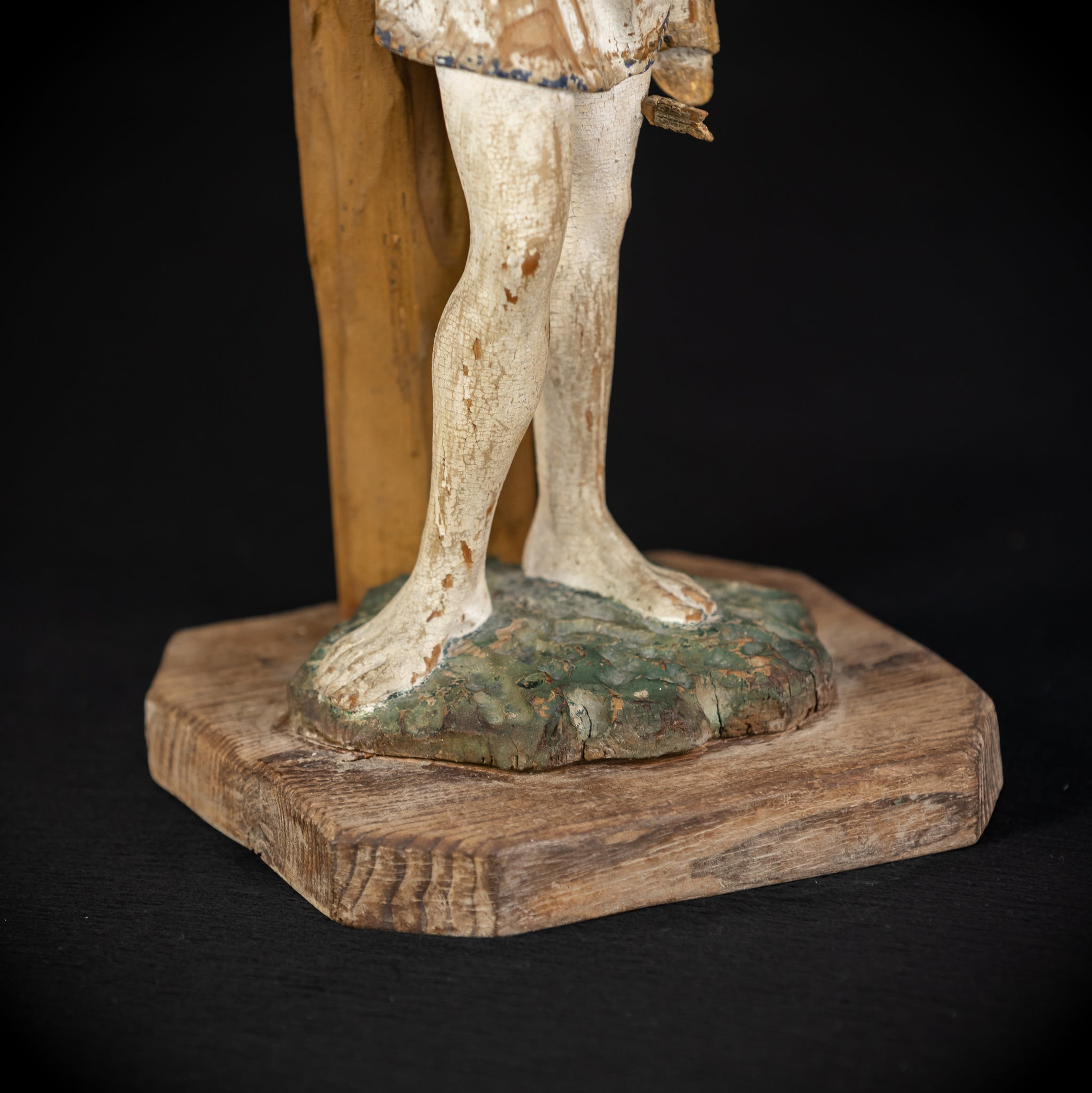 Saint Sebastian Wooden Sculpture | 1700s Antique | 17.9”