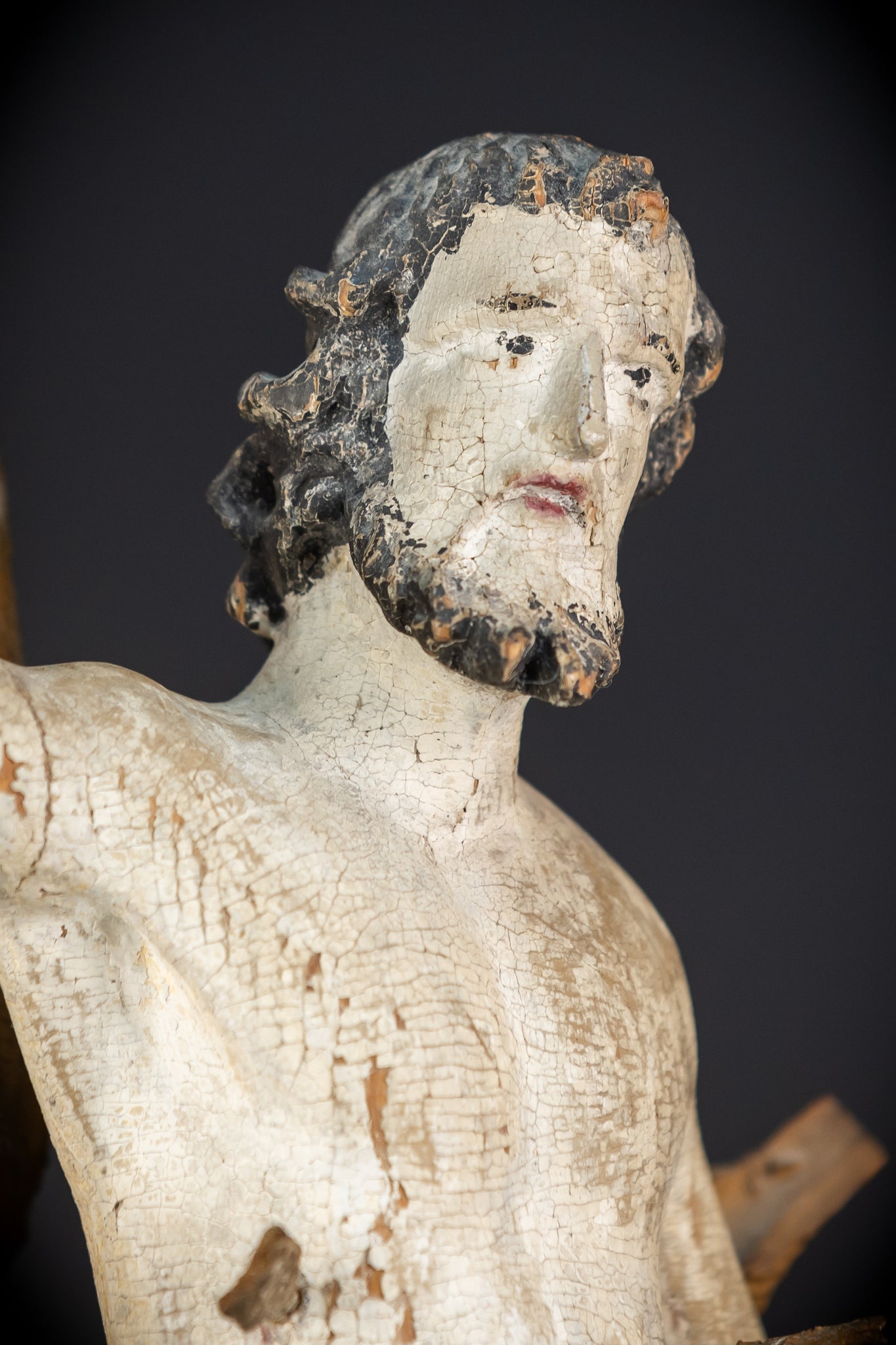 Saint Sebastian Wooden Sculpture | 1700s Antique | 17.9”