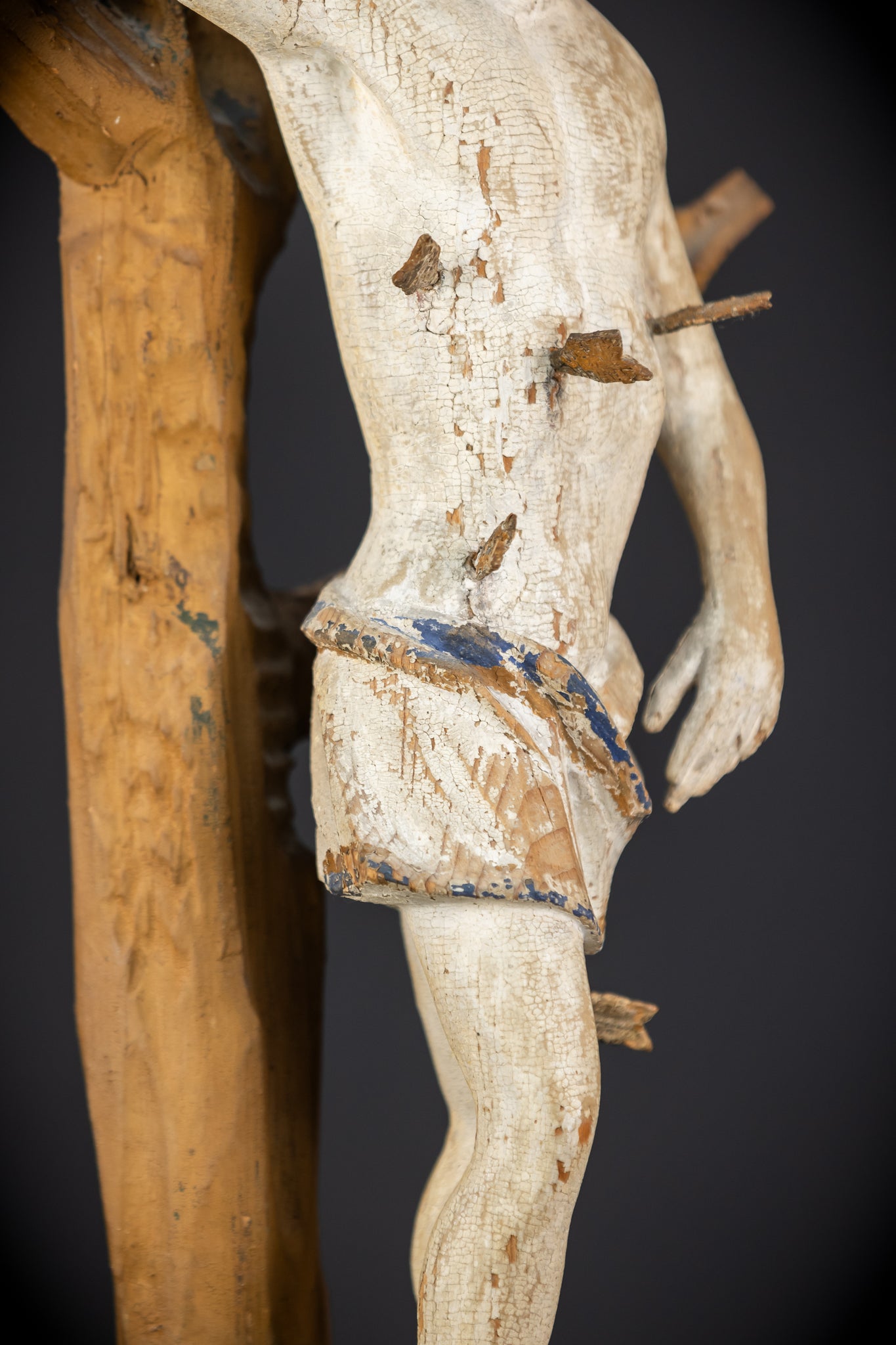 Saint Sebastian Wooden Sculpture | 1700s Antique | 17.9”