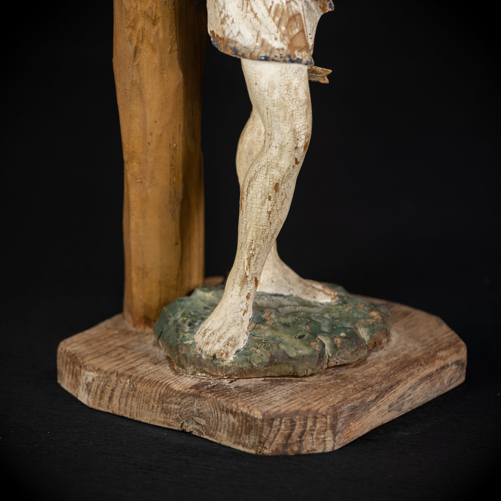 Saint Sebastian Wooden Sculpture | 1700s Antique | 17.9”