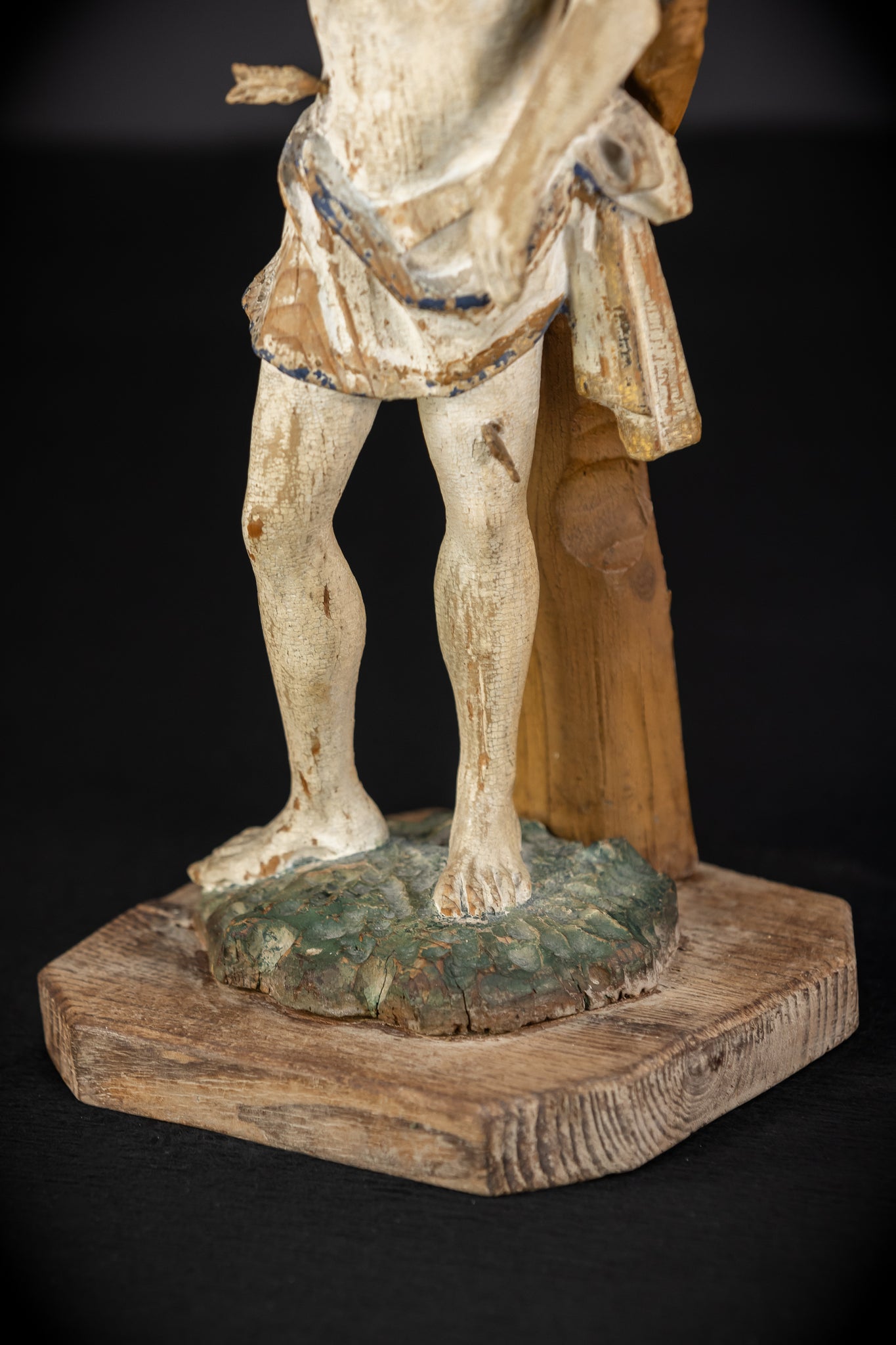 Saint Sebastian Wooden Sculpture | 1700s Antique | 17.9”