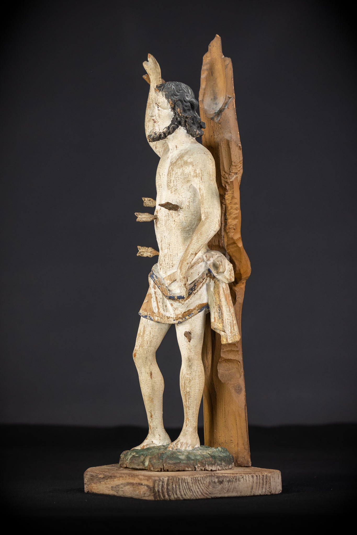 Saint Sebastian Wooden Sculpture | 1700s Antique | 17.9”