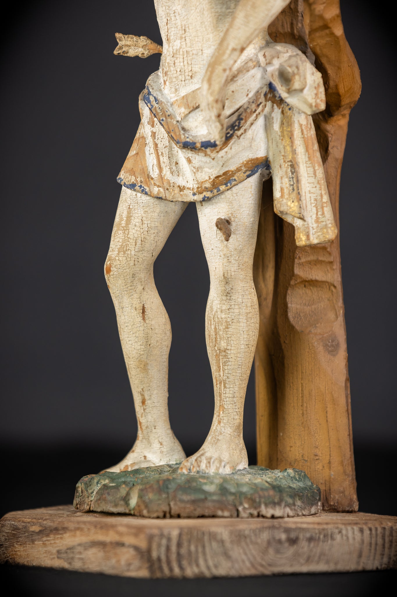 Saint Sebastian Wooden Sculpture | 1700s Antique | 17.9”