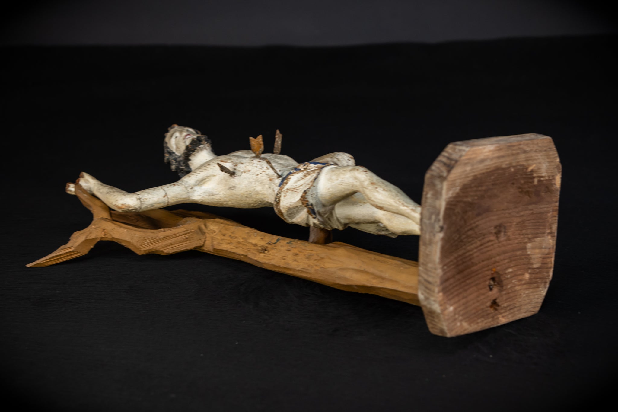 Saint Sebastian Wooden Sculpture | 1700s Antique | 17.9”