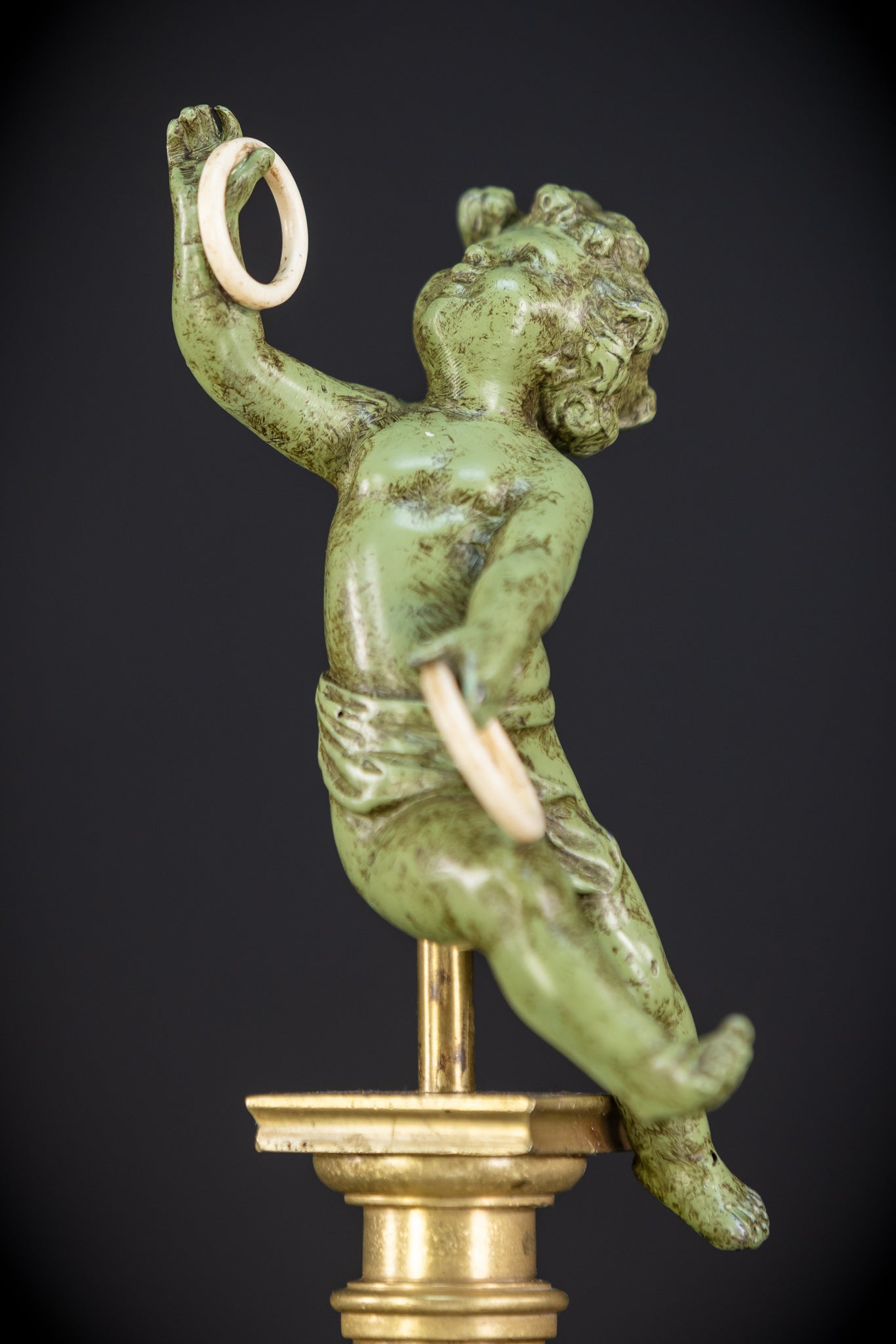 Bronze Putto on Column Statue | 13.8"
