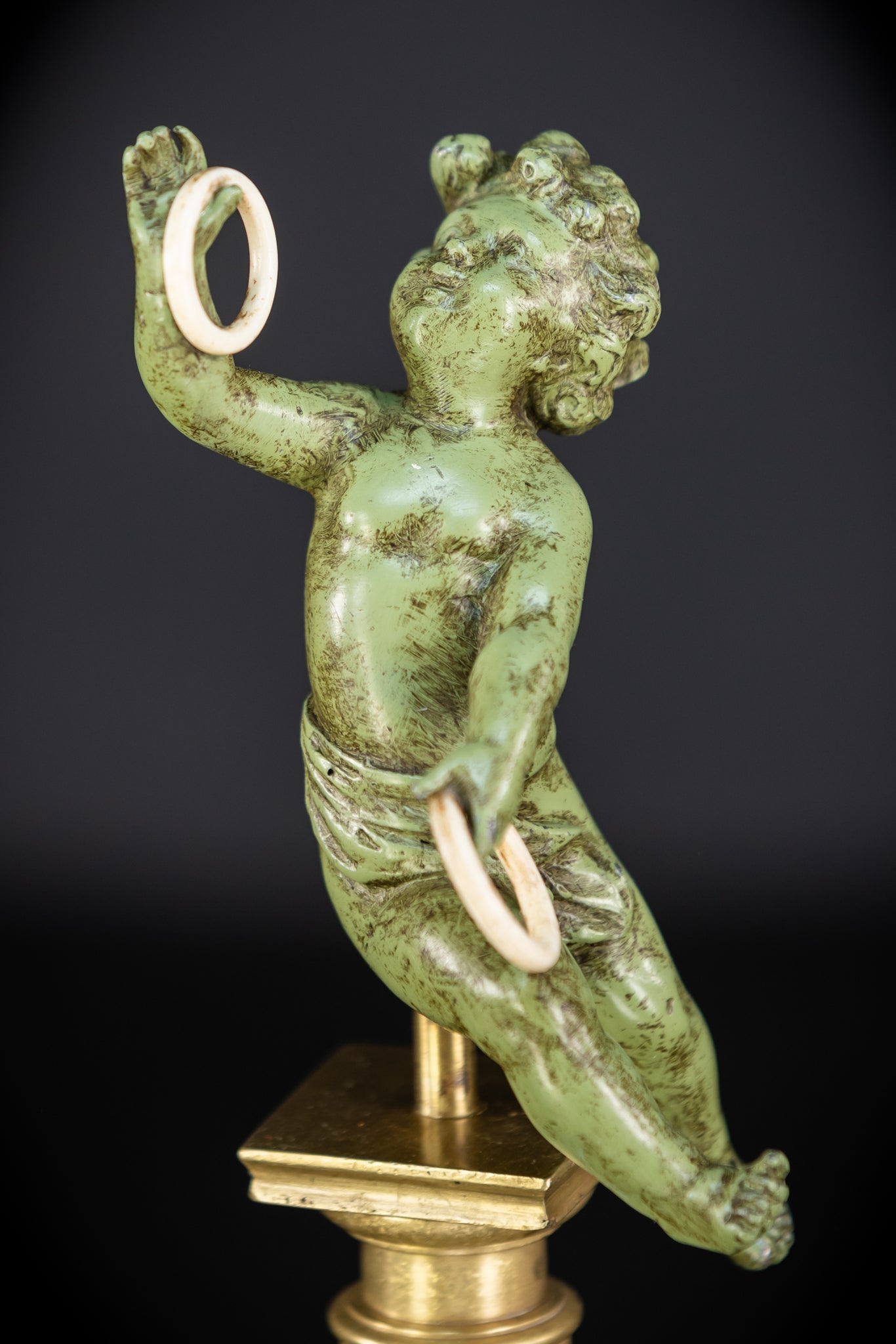 Bronze Putto on Column Statue | 13.8"