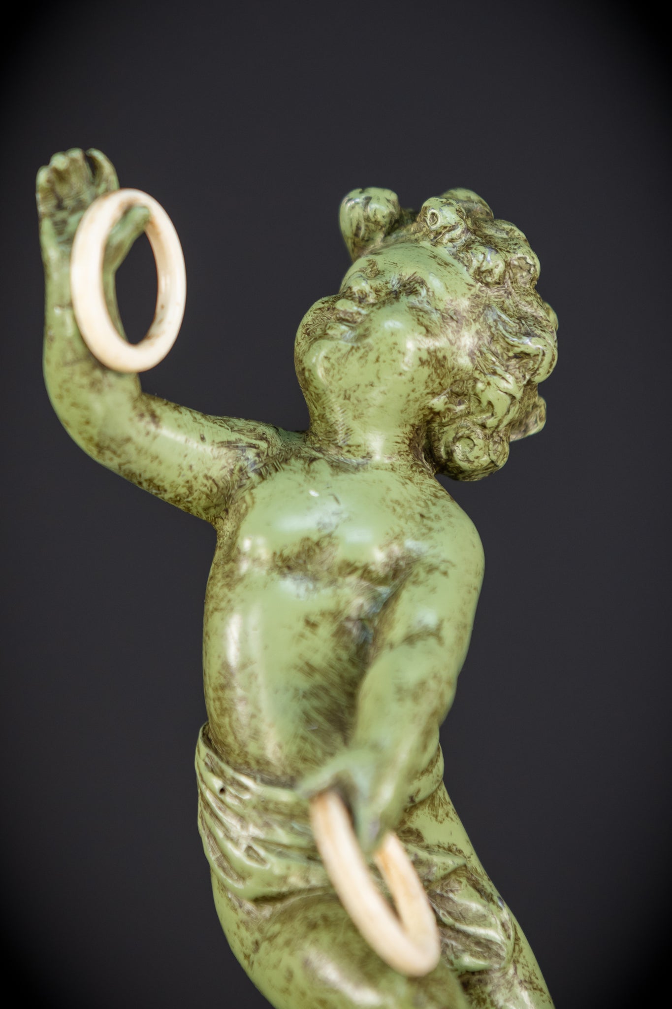 Bronze Putto on Column Statue | 13.8"
