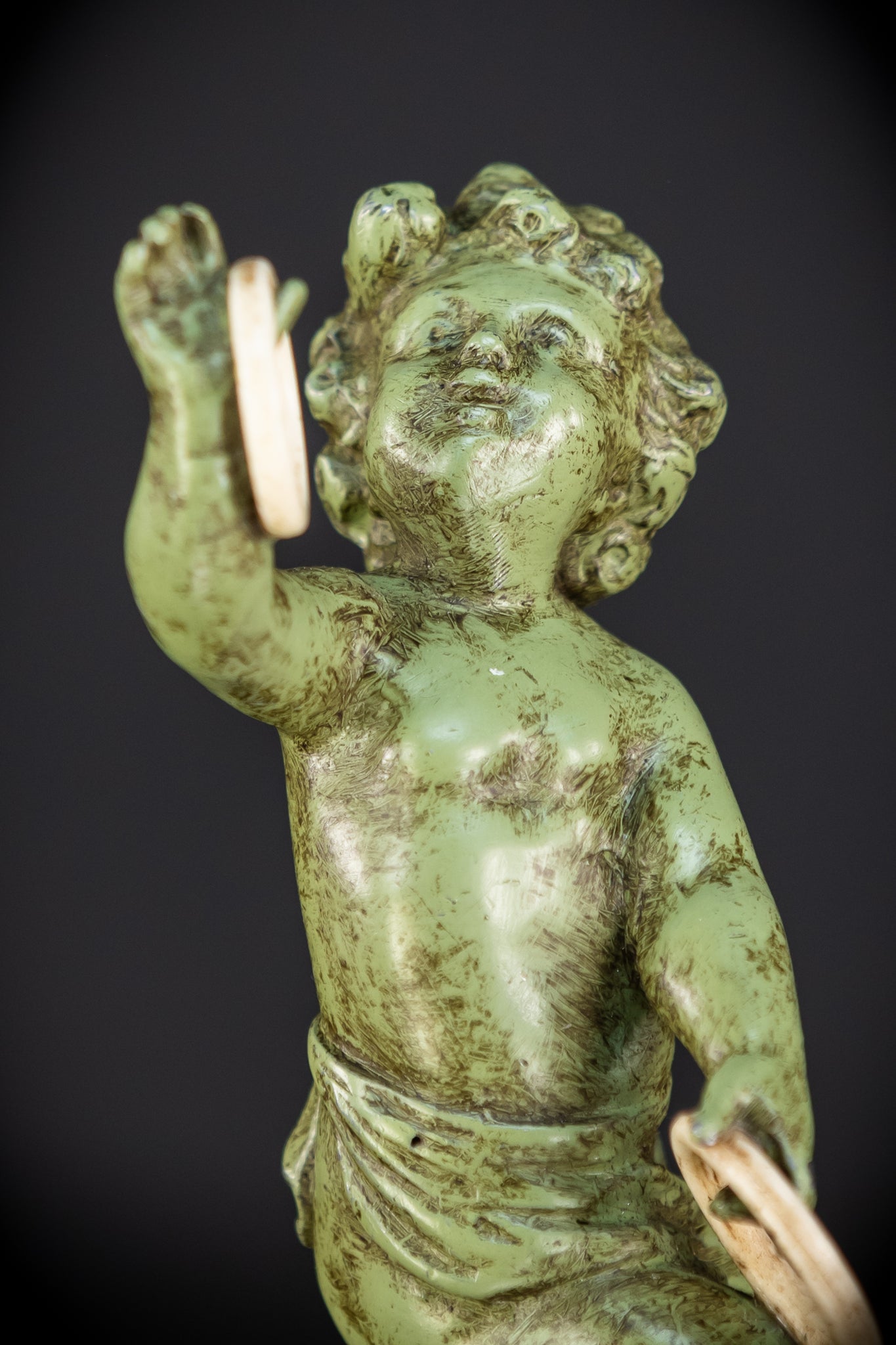 Bronze Putto on Column Statue | 13.8"