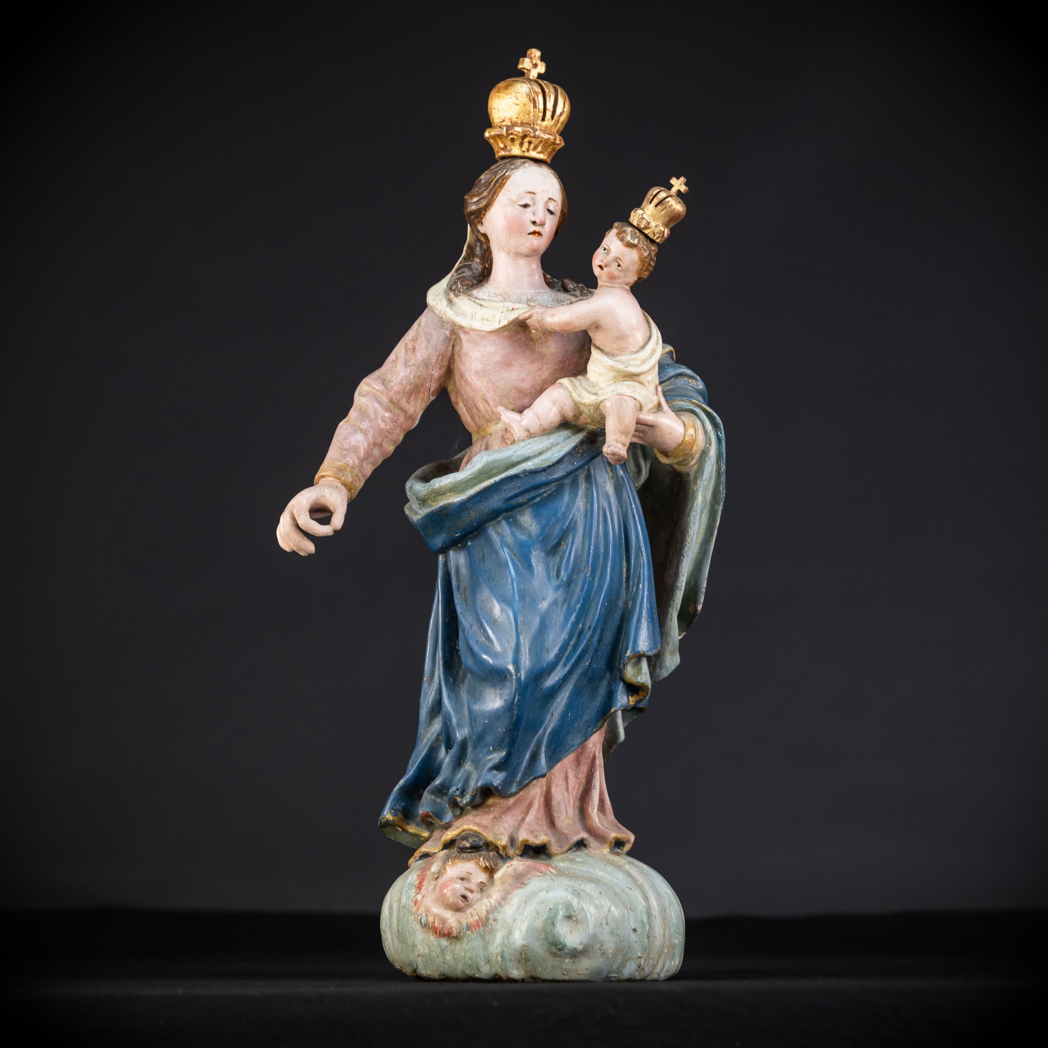 Virgin Mary Child Jesus | Baroque 1700s | 19.7”