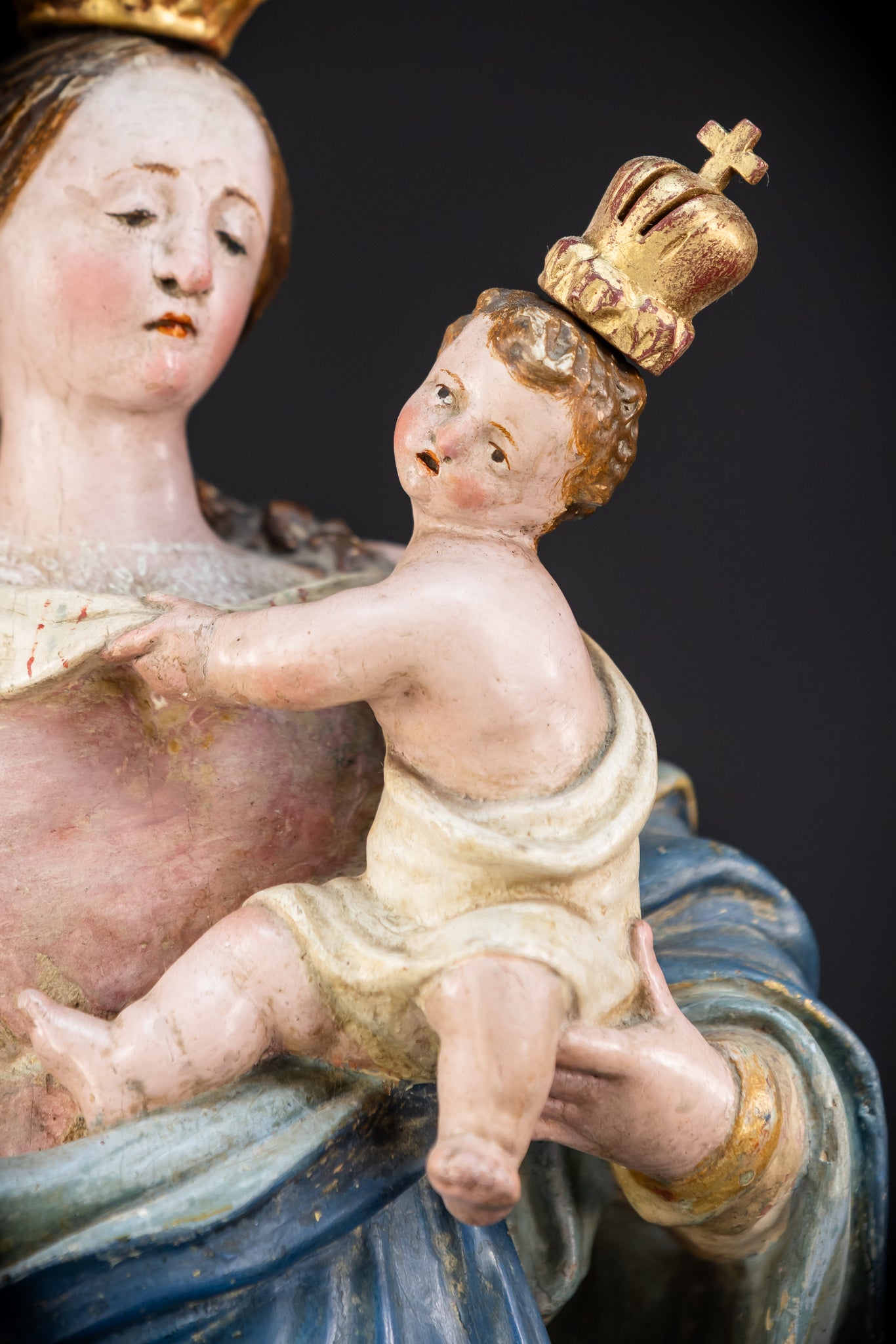 Virgin Mary Child Jesus | Baroque 1700s | 19.7”
