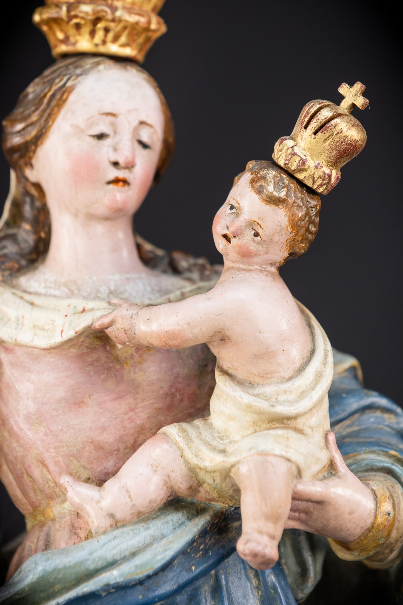Virgin Mary Child Jesus | Baroque 1700s | 19.7”