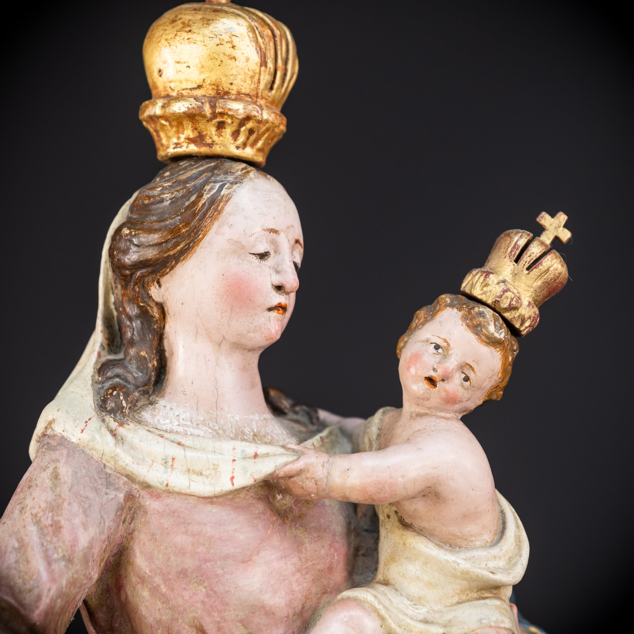 Virgin Mary Child Jesus | Baroque 1700s | 19.7”