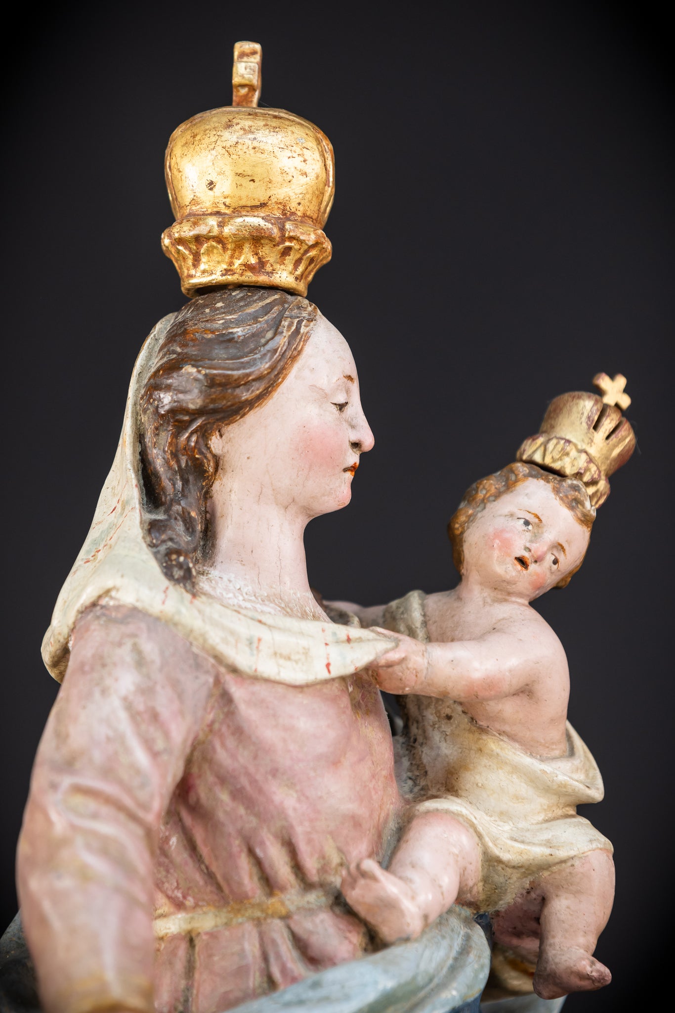 Virgin Mary Child Jesus | Baroque 1700s | 19.7”