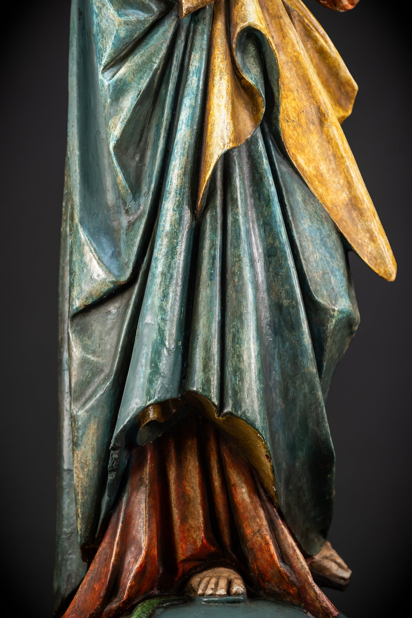 Virgin Mary Wooden Statue | 1800s Antique | 42.9” / 109 cm