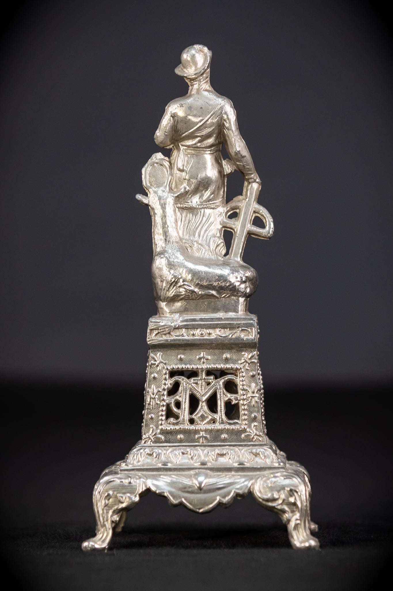 St Hubert Silvered Metal | Early 1900s Antique | 8.1” / 20.5 cm