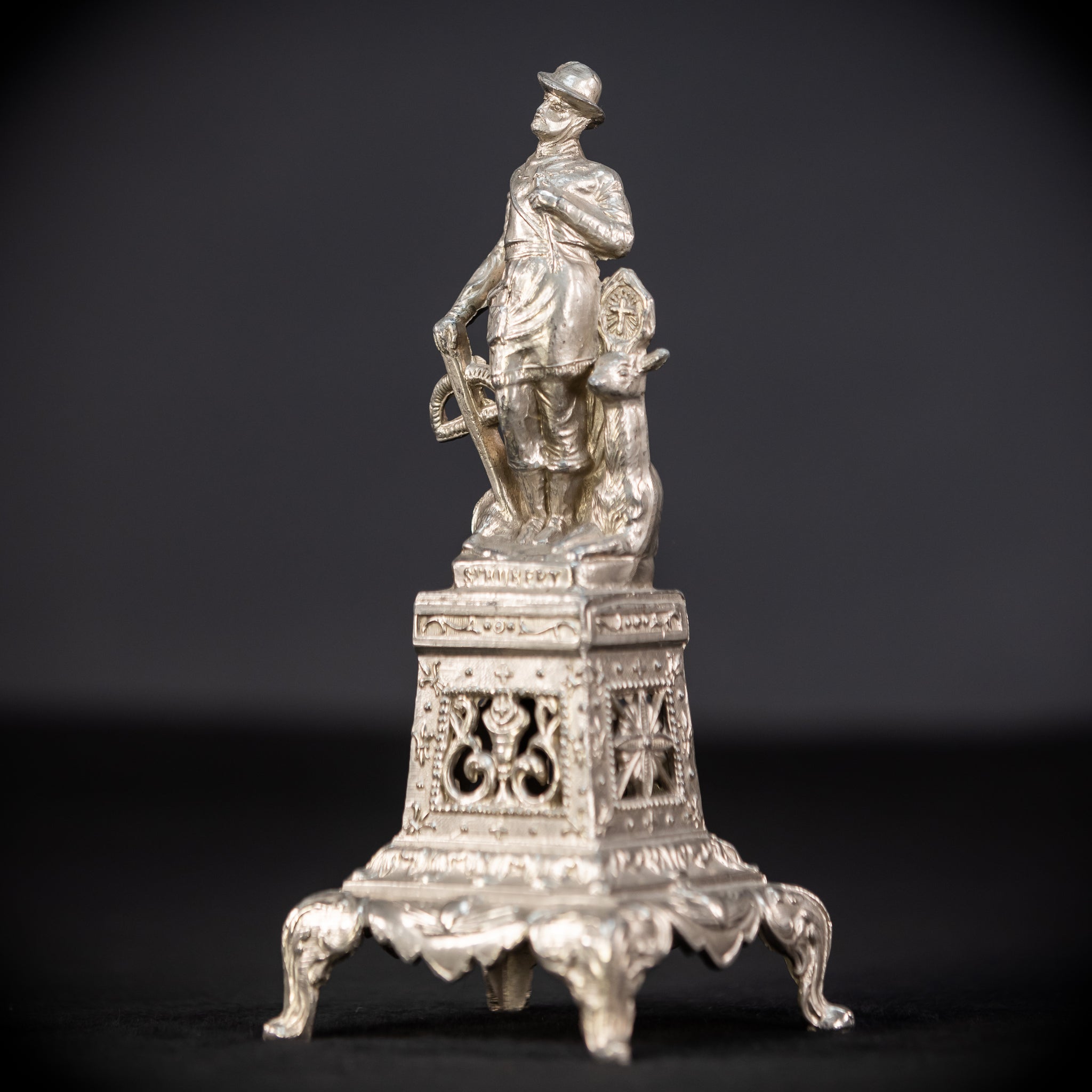 St Hubert Silvered Metal | Early 1900s Antique | 8.1” / 20.5 cm