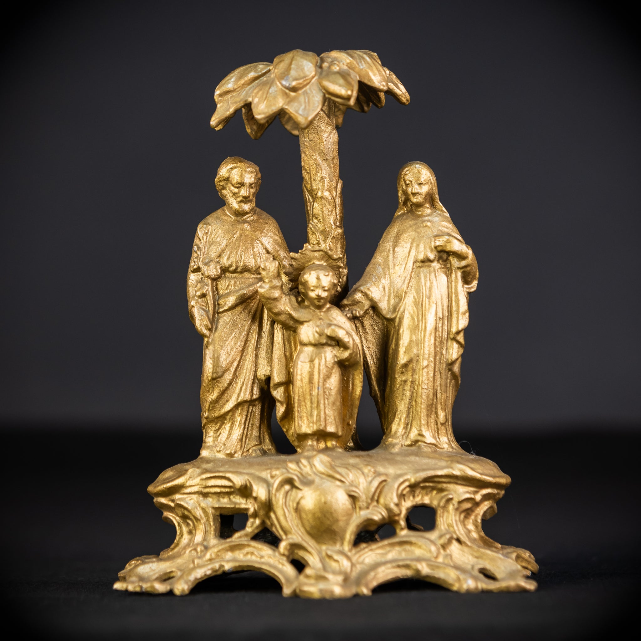 Holy Family Metal Statue | 1800s Antique | 7.7" / 19.5 cm