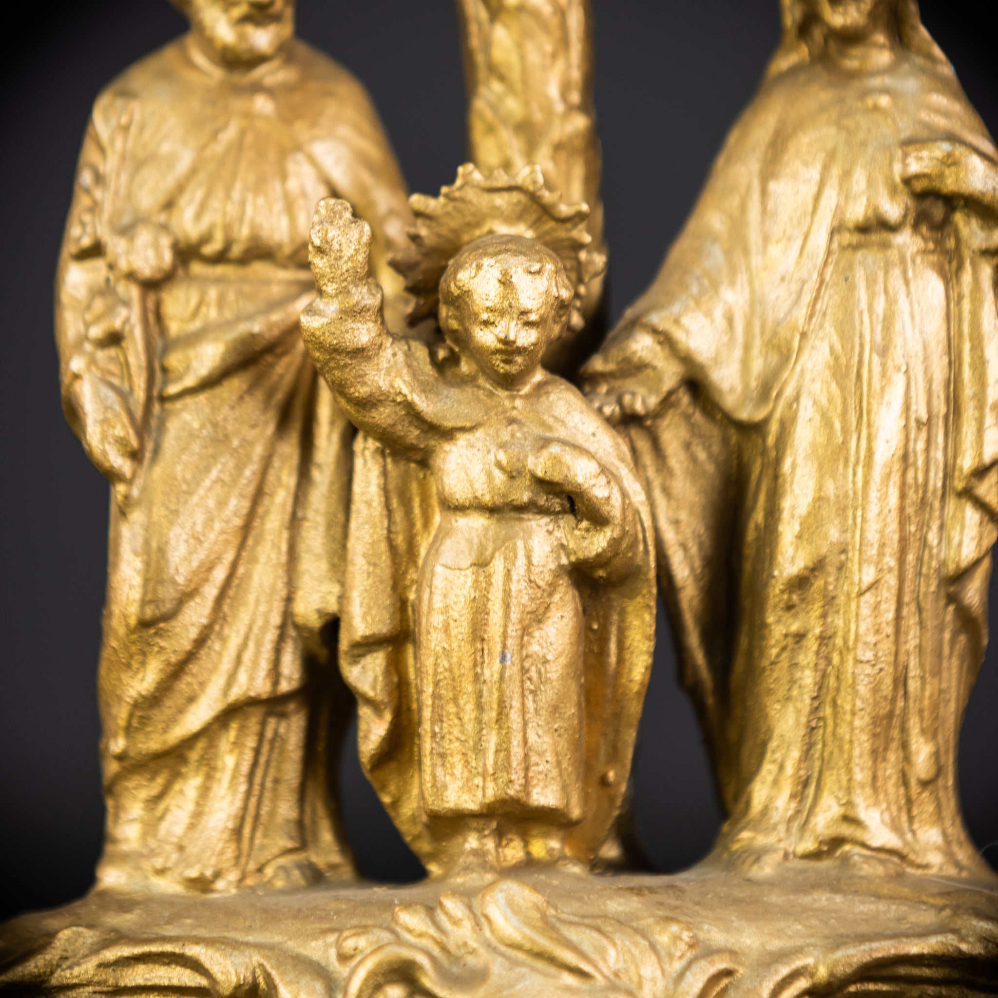 Holy Family Metal Statue | 1800s Antique | 7.7" / 19.5 cm