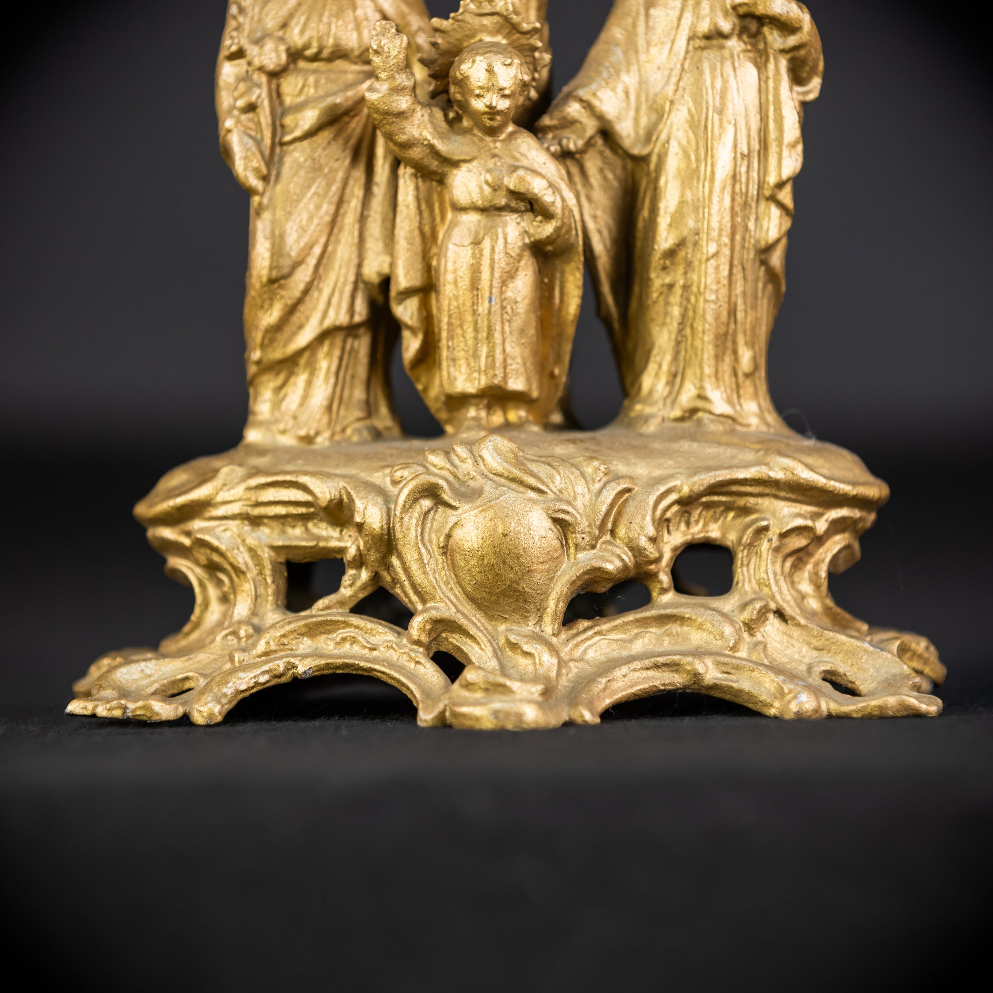 Holy Family Metal Statue | 1800s Antique | 7.7" / 19.5 cm