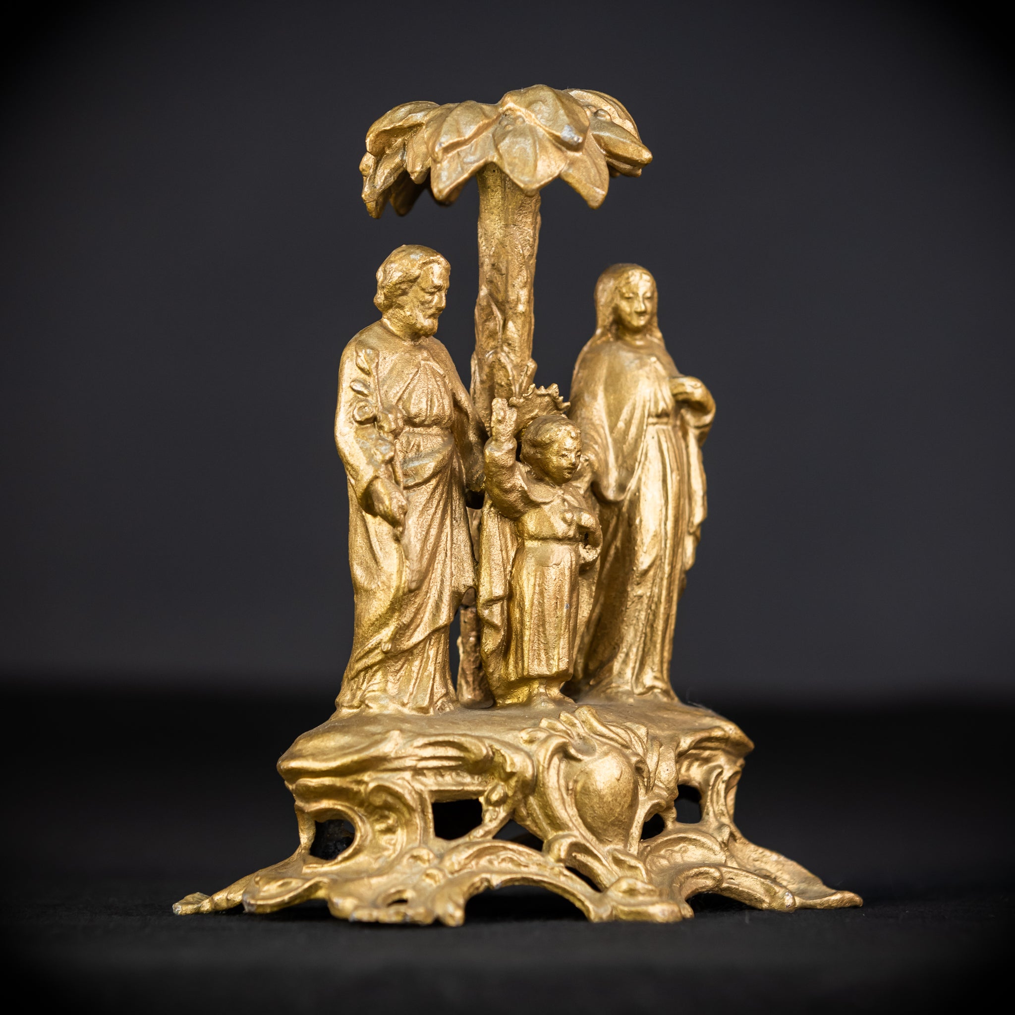 Holy Family Metal Statue | 1800s Antique | 7.7" / 19.5 cm