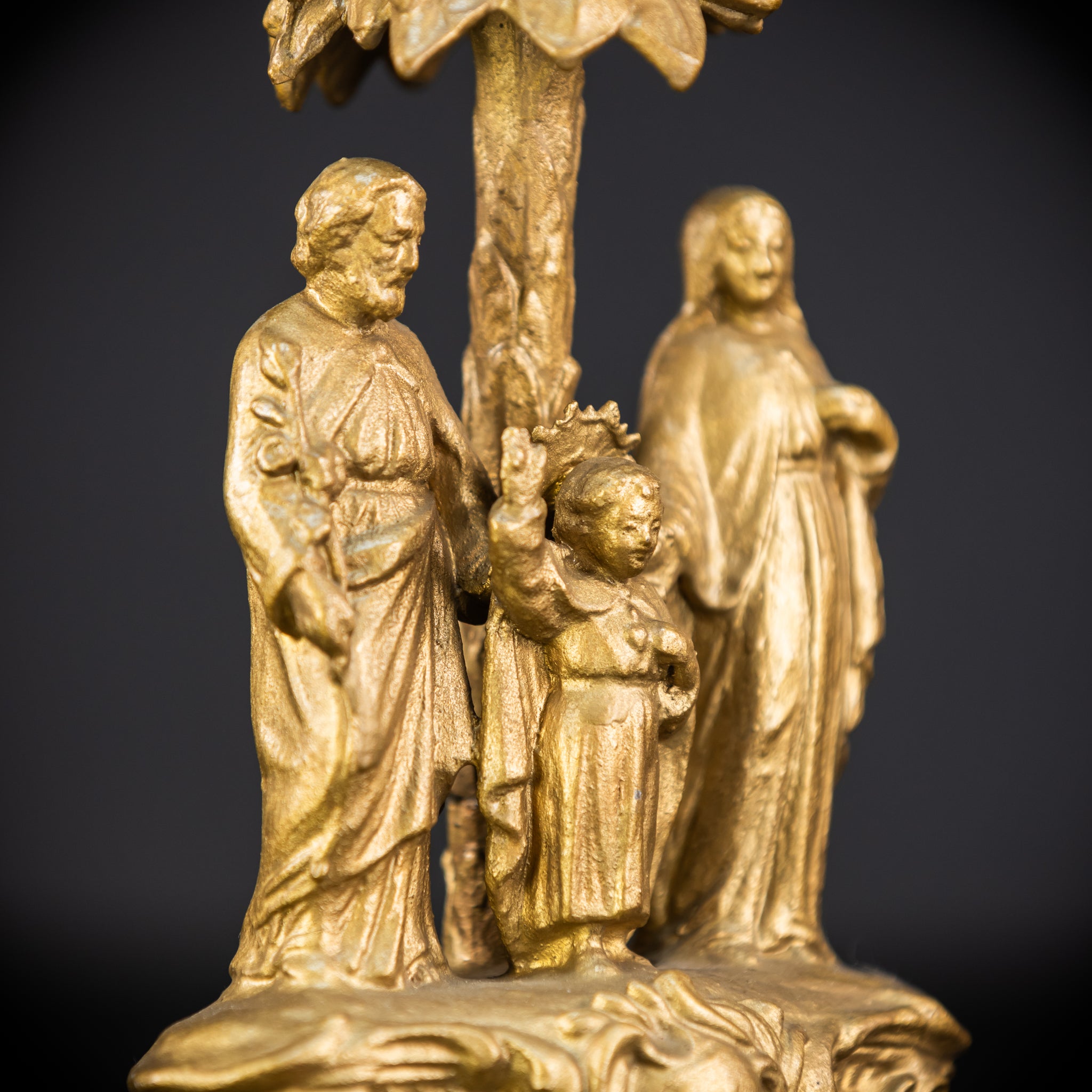 Holy Family Metal Statue | 1800s Antique | 7.7" / 19.5 cm